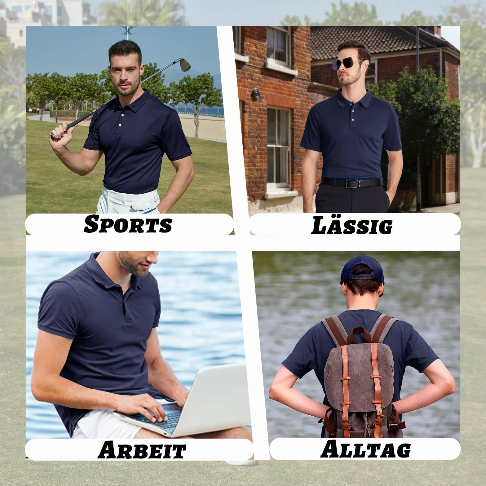 KEFITEVD Męskie Szybkoschnące Koszulki Polo z Krótkim Rękawem na Zajęcia na świeżym Powietrzu Golf T-shirt Turystyczny Poliester Wygodny z Guzikiem