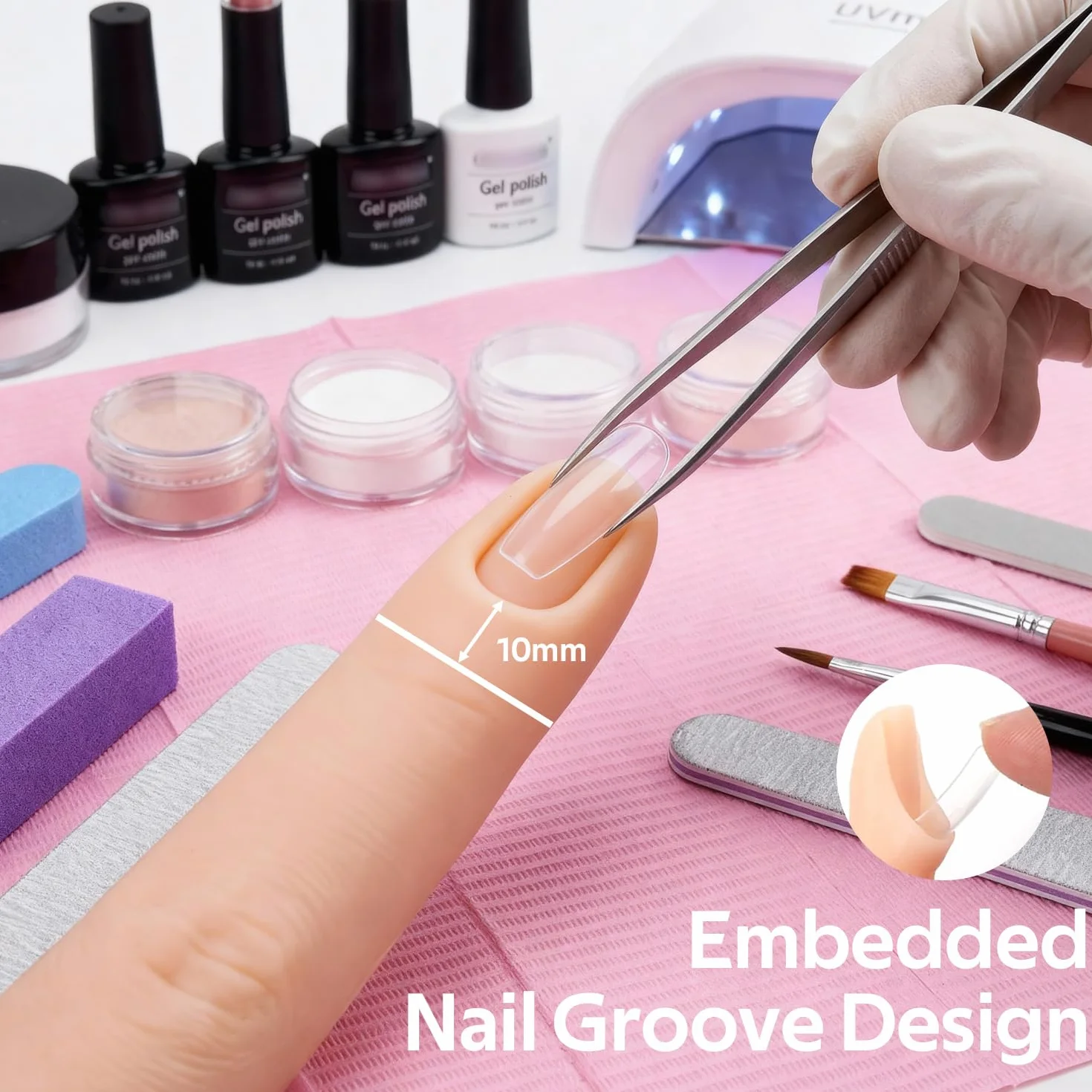 Silikonowe palce do ćwiczeń dłoni, trening paznokci, zginany elastyczny silikonowy model do ćwiczeń palców, silikonowy palec, do paznokci akrylowych, manicure, sztuka, tryb palców, 2 szt., kolor skóry