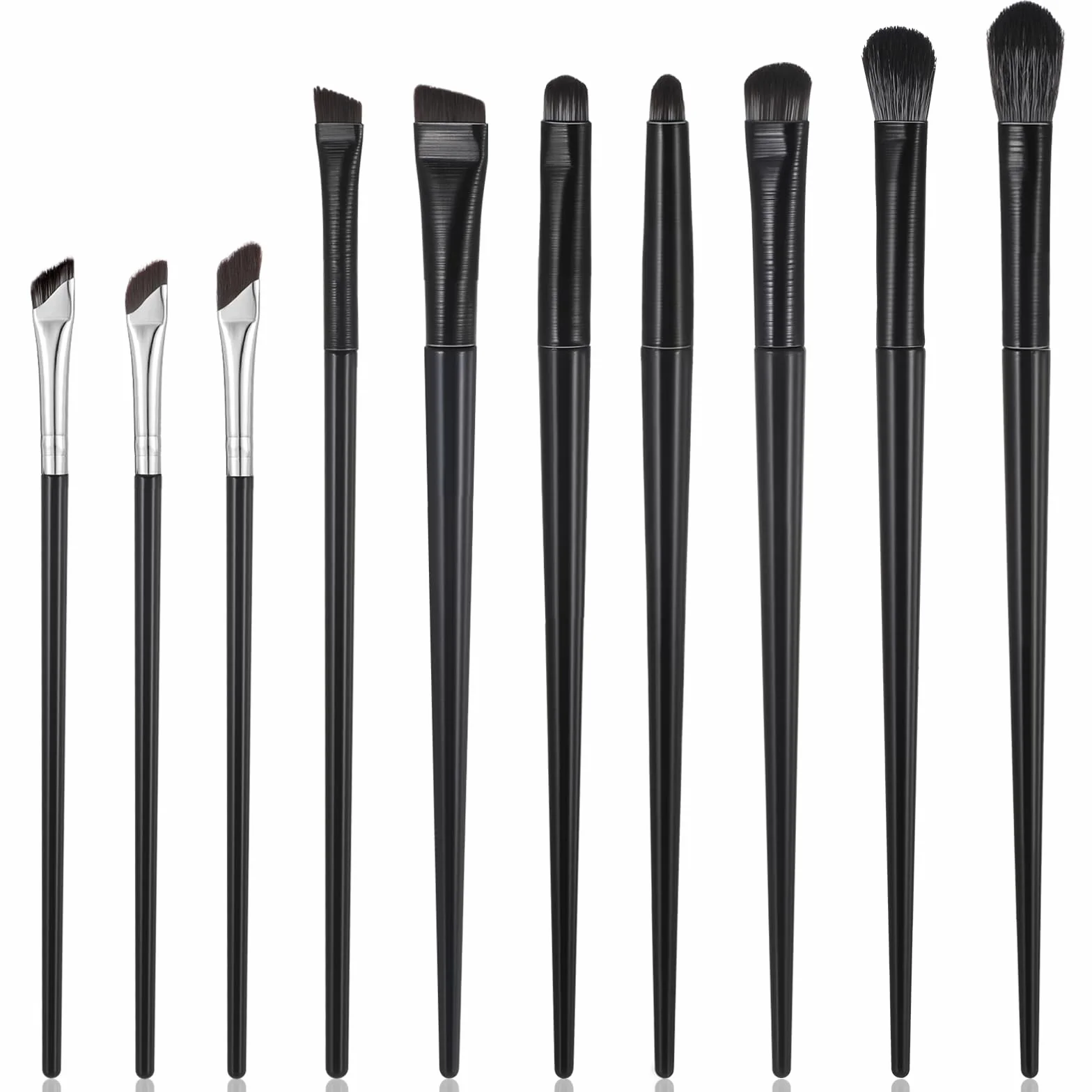 YUXIANLB 10-częściowy zestaw z pędzelkami do eyelinera, oczu, eyelinerem, aplikatorem, narzędziem do eyelinera, skrzydełka, narzędzie do precyzyjnego zakrzywienia, płaski, ultracienki pędzel z
