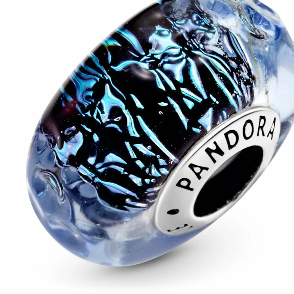 PANDORA Welliges dunkelblaues Ozean Murano-Glas Charm