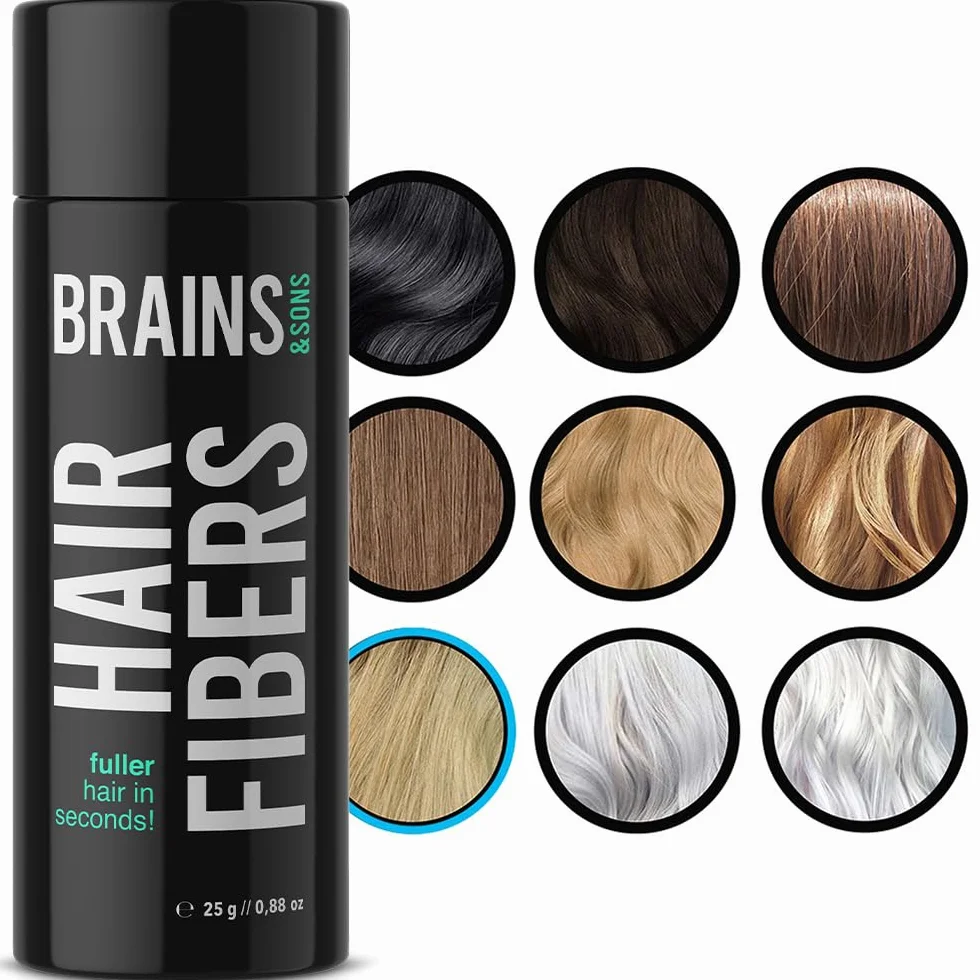 Brains & Son Produkt w proszku do zagęszczania włosów z natychmiastowym efektem, do zastosowania w przypadku zakoli, wypadania włosów i przerzedzonych włosów, puder do włosów, 25 g (jasny blond)