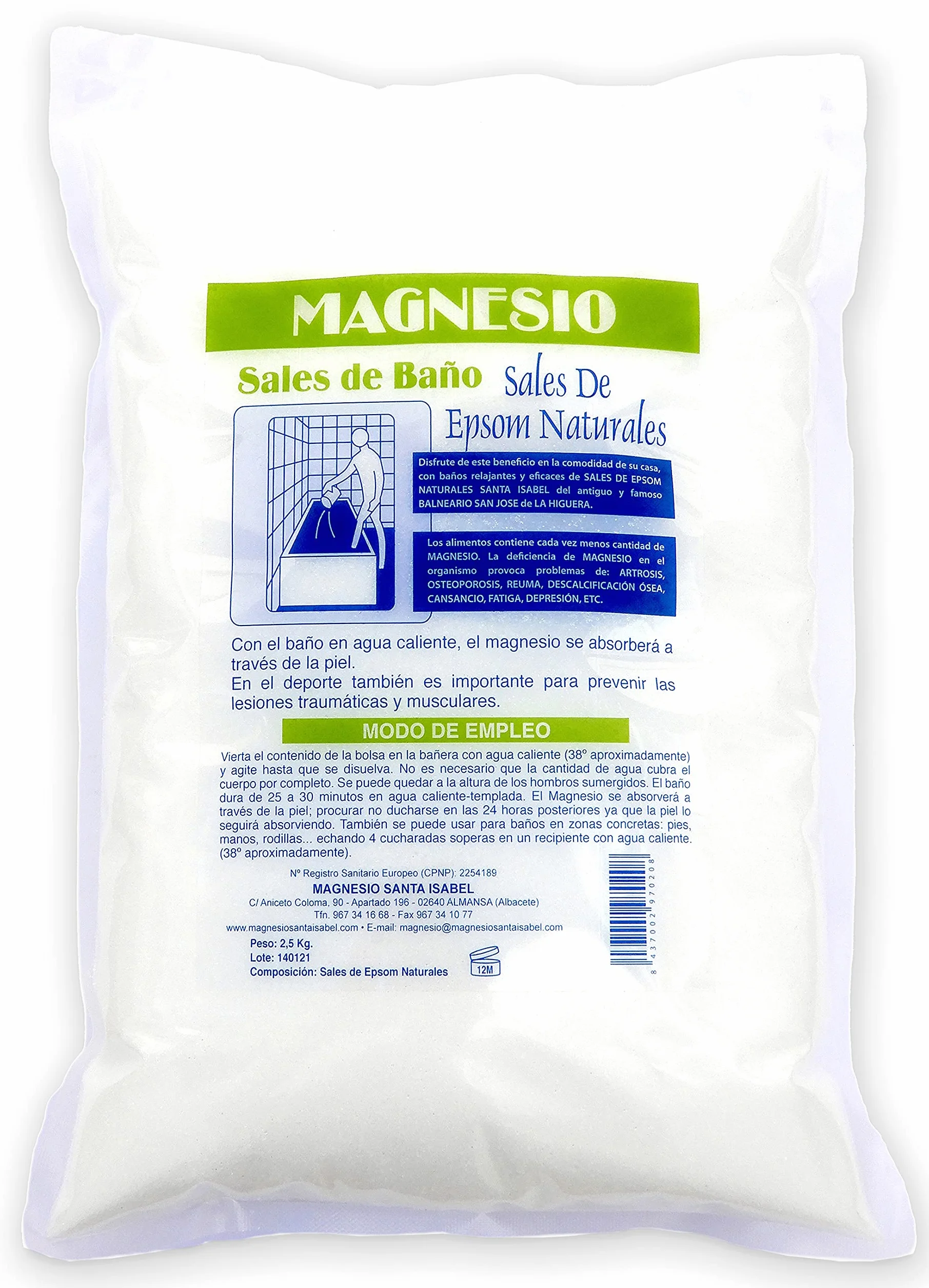 Sól Epsom Santa Isabel 2,5 kg czyste sole magnezowe do kąpieli relaksacyjnych