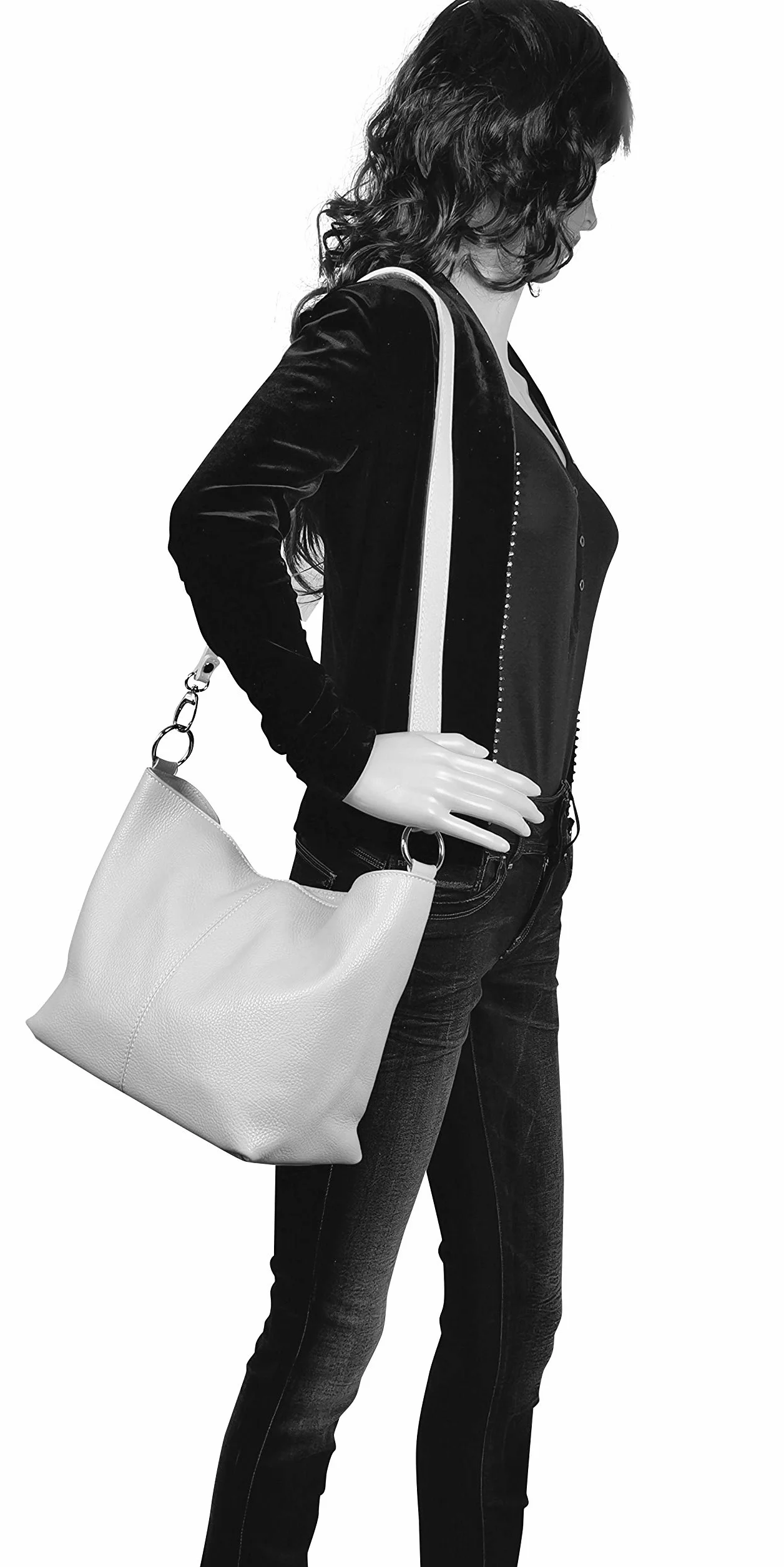 AMBRA Moda Damska skórzana torebka na ramię torba na ramię Hobo bag GL005