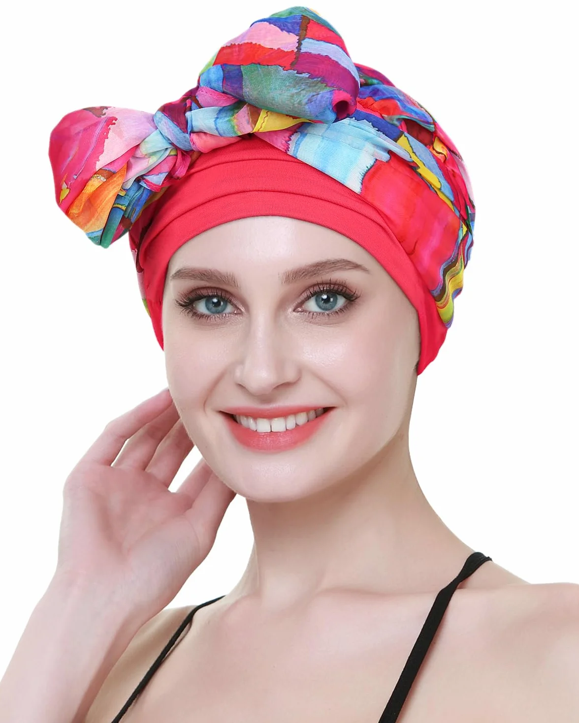 FocusCare chemo turban nakrycie głowy dla kobiet po chemioterapii chorych na raka, Geometryczne drapowanie, jeden rozmiar