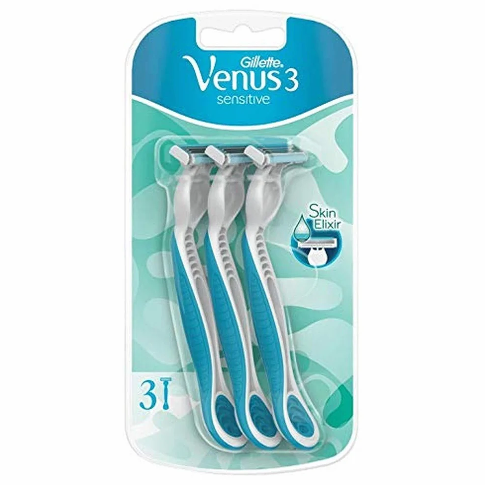 Gillette Venus 3 Sensitive Jednorazowa Golarka dla Kobiet, 3 Sztuki