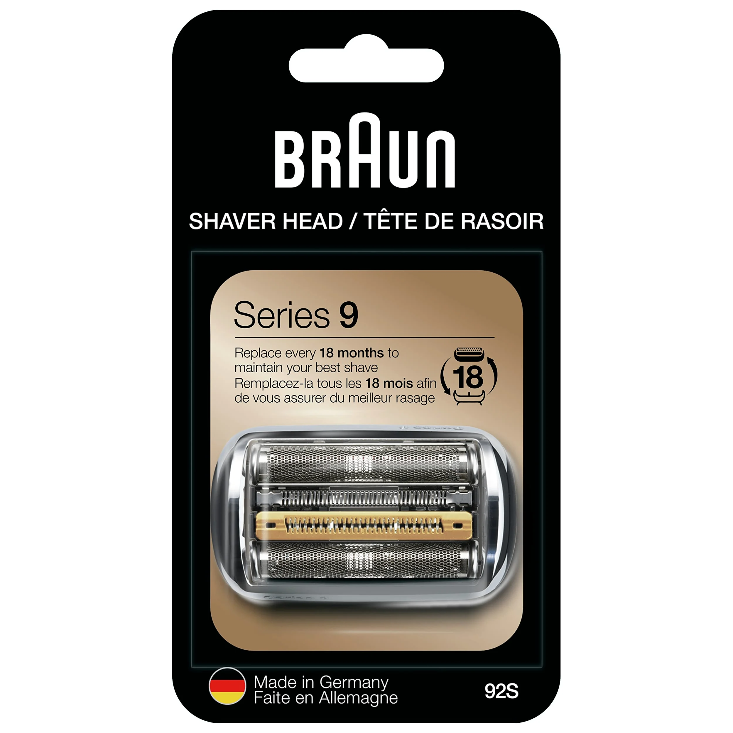 Braun Seria 9 głowica zamienna 92S do golarki elektrycznej kompatybilna z 9290cc, 9291cc, 9370cc, 9293s, 9385cc, 9390cc, 9330s, 9296cc