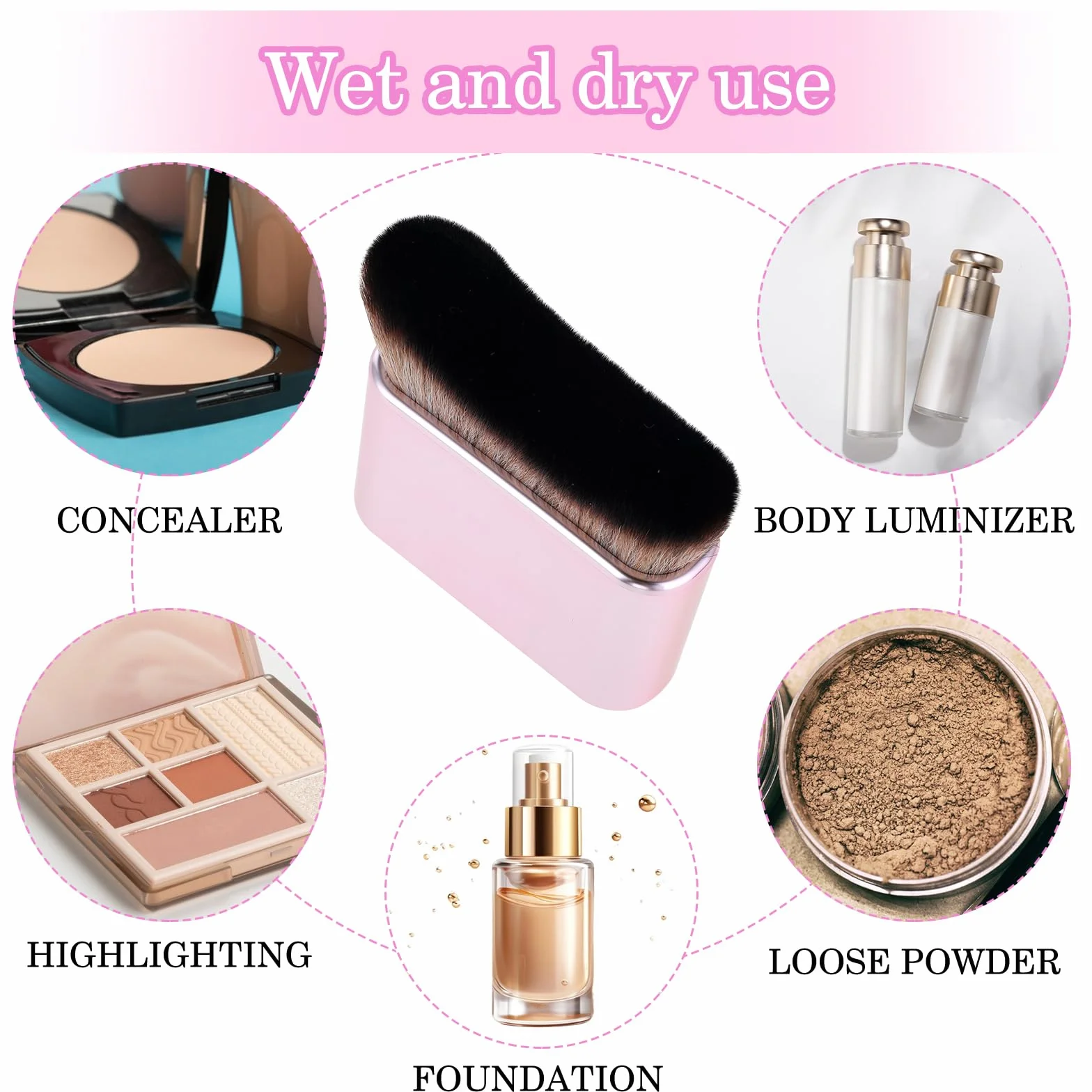Pędzel do opalania, samoopalający, do ciała, bronzer do podkładu, do konturowania twarzy, kabuki, przenośny, do ciała, nóg, makijażu, twarzy, aplikatora, do opalania, różowy