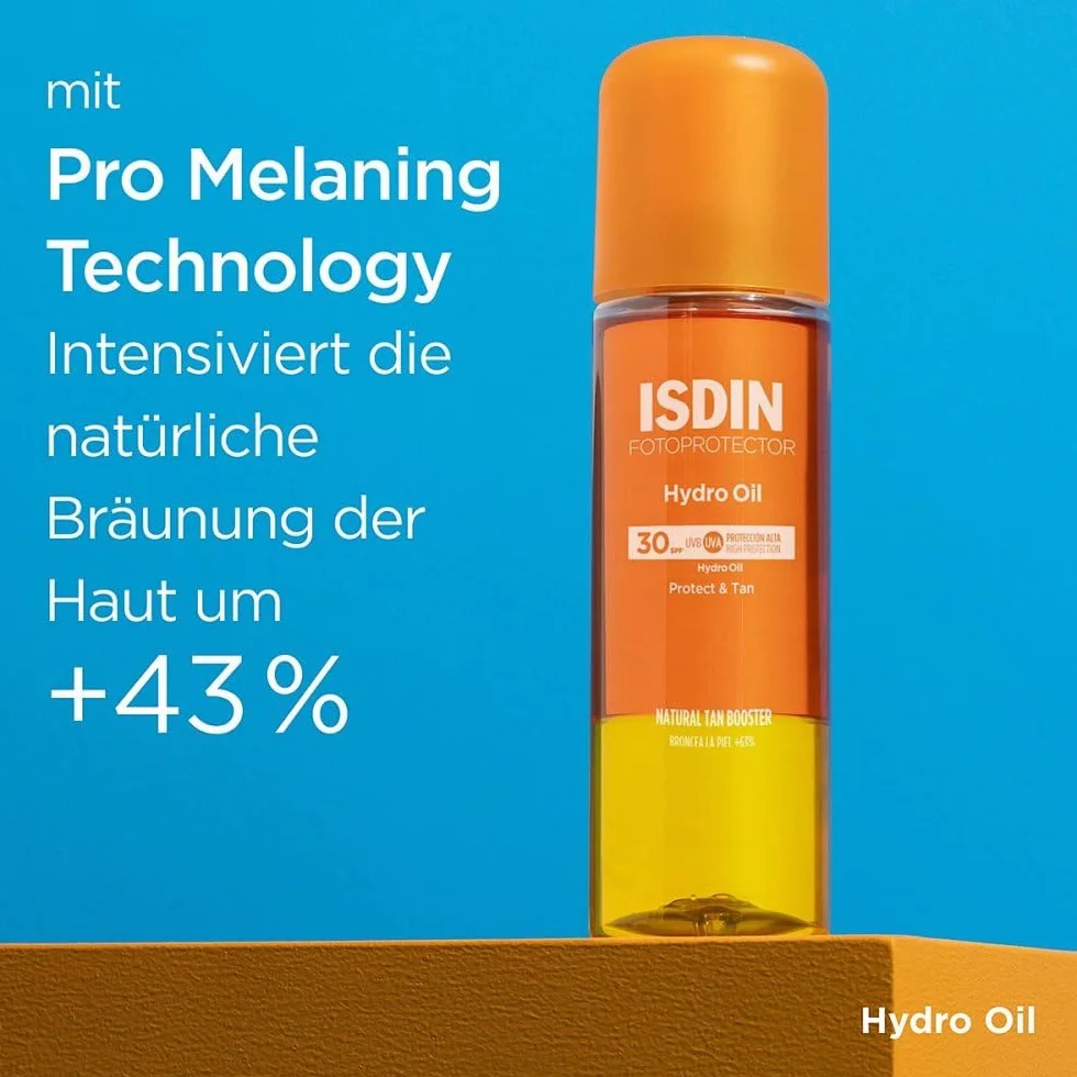 ISDIN Fotoprotector Hydro Oil LSF 30 (200 ml) | 2-fazowa ochrona przed światłem, która chroni skórę nie tylko przed słońcem, ale również wspomaga opalenie