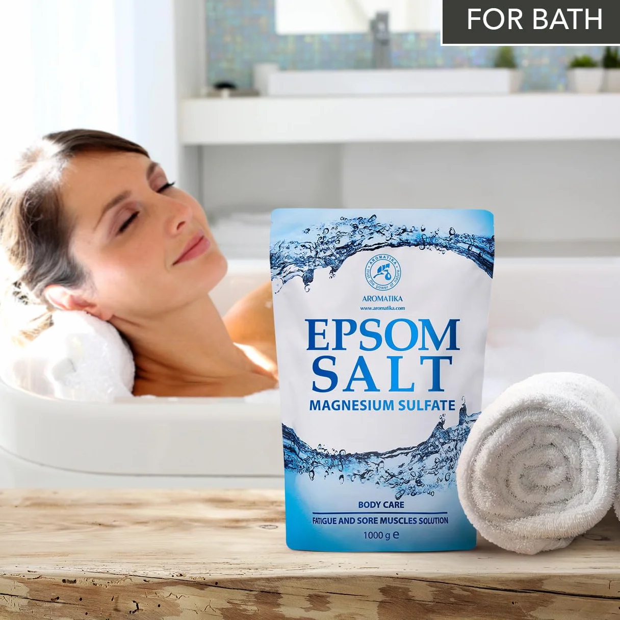Epsom Bath Salts 1kg - Sól do Kąpieli Epsom 1000g - Czysta i Naturalna sól Epsom - Skoncentrowany Siarczan Magnezu - Koi i Lagodzi Zmęczenie - Relaks - Pielęgnacja Ciała