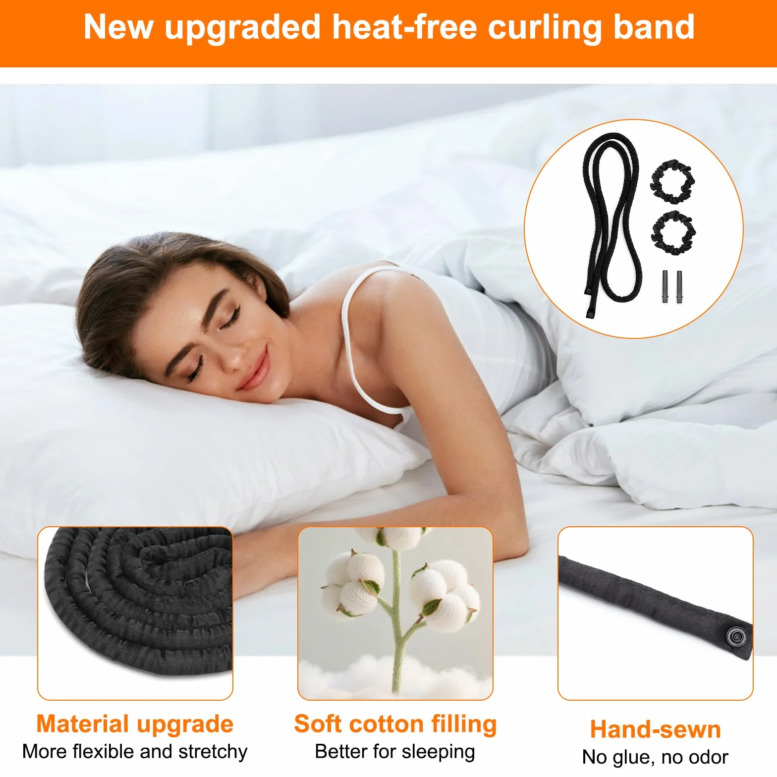 Heatless lokówka do włosów, bez wysokich temperatur, czarna, opaska na włosy, loki, loki, bez wysokiej temperatury, do długich i długich włosów, heatless loki, cienka i gruba rolka