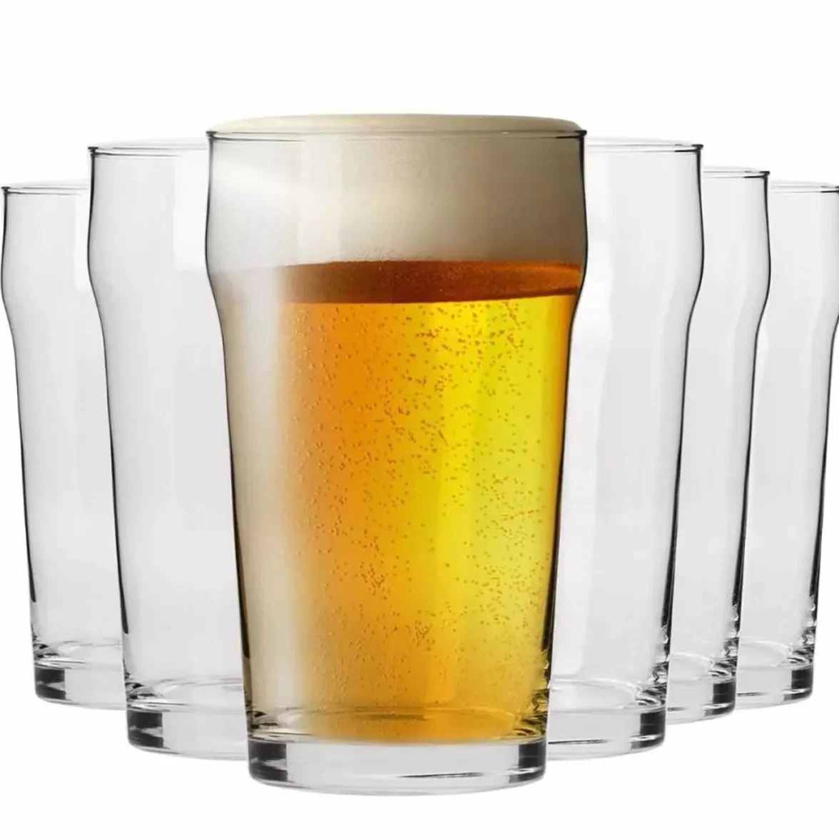 KROSNO | Szklanki do piwa typu Nonic | Komplet 6 x 500 ml | Kolekcja Mixology | Do lagerów i stoutów | Pogrubiony pierścień, stabilne dno | Na przyjęcia i imprezy | Szkło bezołowiowe | Do zmywarki