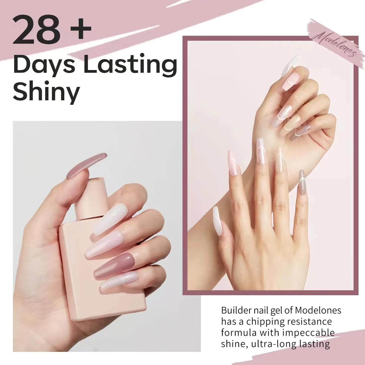 modelones 8 w 1 żel do Budowy Paznokci UV, Zestaw Gummy Base Pose Americaine, Półtrwały Lakier Hybrydowy UV, Kapsułki i Przedłużki do Manicure