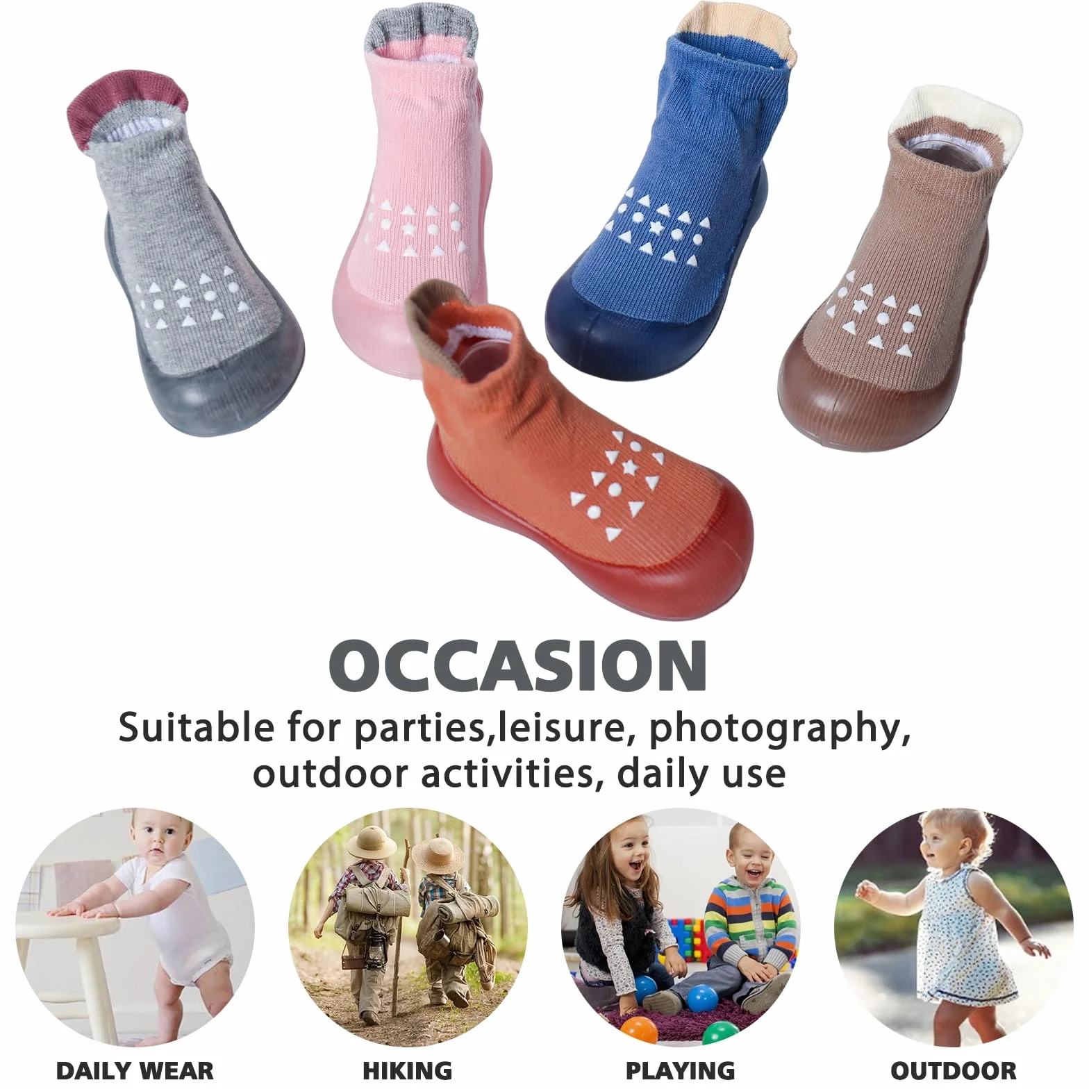 Kapcie dziecięce, skarpetki, buty na pierwsze kroki, antypoślizgowe skarpety unisex dla niemowląt z miękką gumową podeszwą