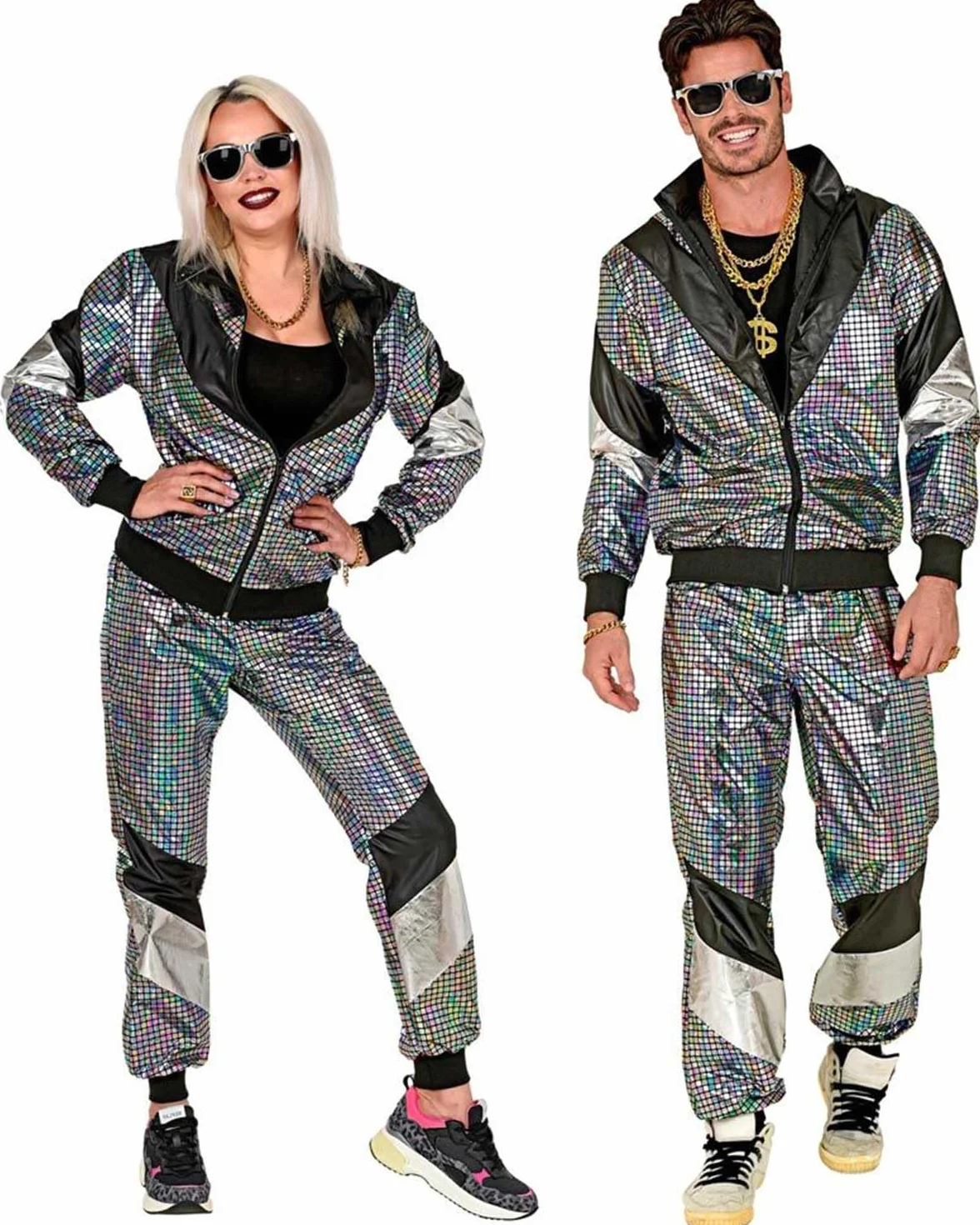 W WIDMANN MILANO Party Fashion – kostiumowy dres treningowy, styl disco, strój z lat 80., dres do biegania na karnawał i imprezę