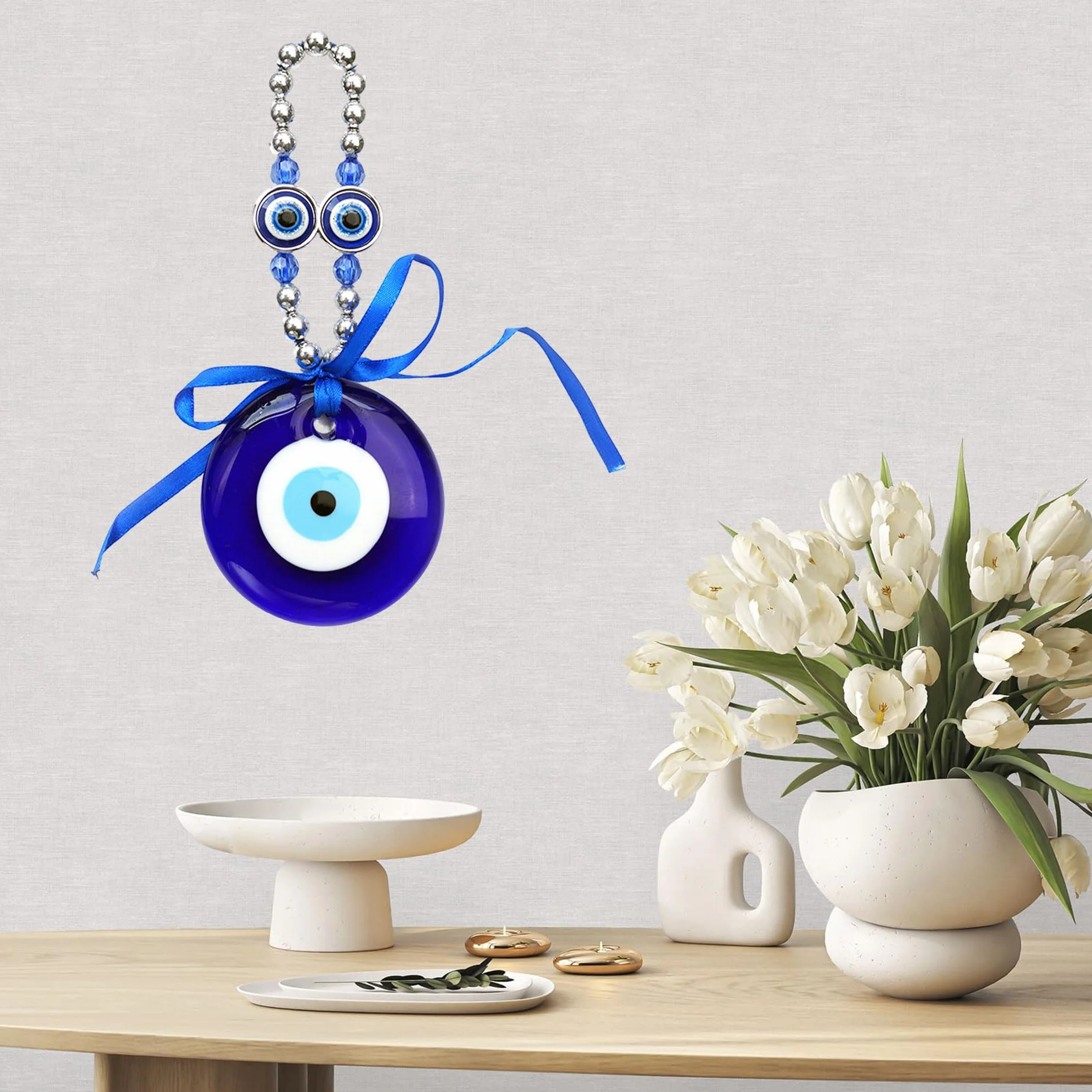 Turecki amulet z niebieskimi oczami Nazar Boncuk tureckie oko Fatimy Oko Wiszący ornament Evil Eye Ornament Amulet Dekoracja Amulet Dekoracja Talizman Breloczek do kluczy