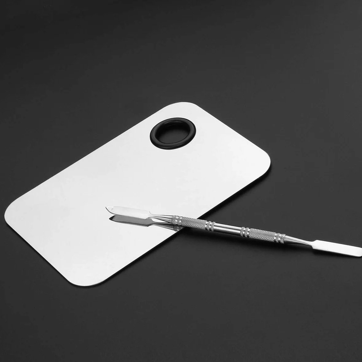 Paleta do mieszania makijażu, szpatułka do palety ze stali nierdzewnej, kosmetyczna szpatułka do nail art, cieni do powiek, rzęs, makijażu, profesjonalne mieszanie pigmentów, lekka, łatwa do