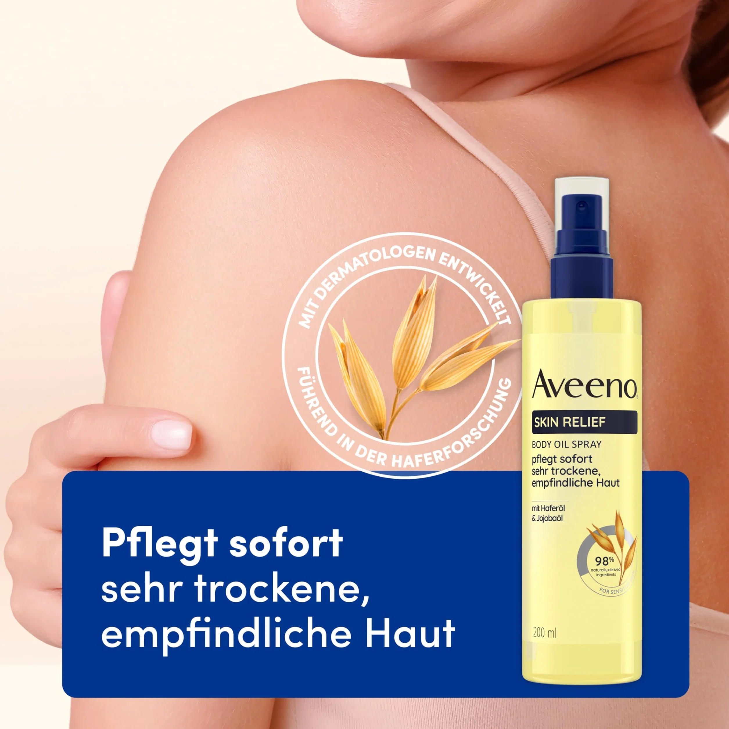 Aveeno® Skin Relief olejek do ciała w sprayu do pielęgnacji skóry i ciała, olejek z olejkiem owsianym i olejkiem jojoba do bardzo suchej, wrażliwej skóry