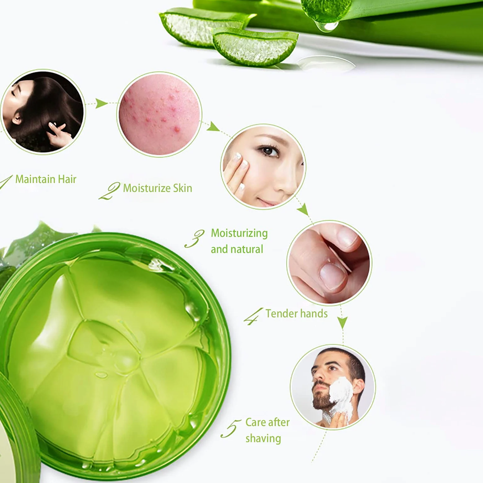Żel Aloe Vera 300 x 2 ml – 99% czystego aloesu krem nawilżający do twarzy i ciała, naturalny krem z aloesu do suchej skóry, oparzeń słonecznych, trądziku