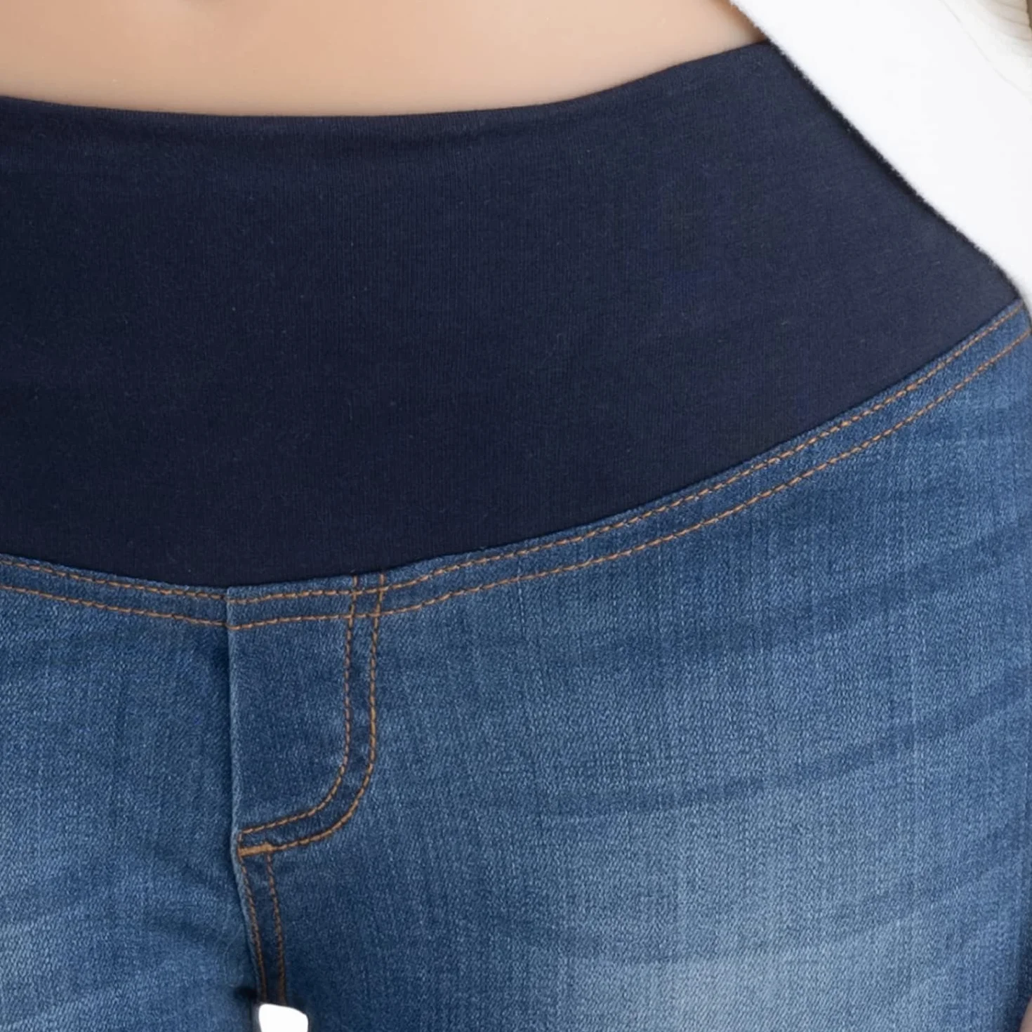 MAMAJEANS Catania - Dżinsy ciążowe z dolnym brzuchem słońca, dżinsy ciążowe, wyprodukowane we Włoszech, ciemny, M
