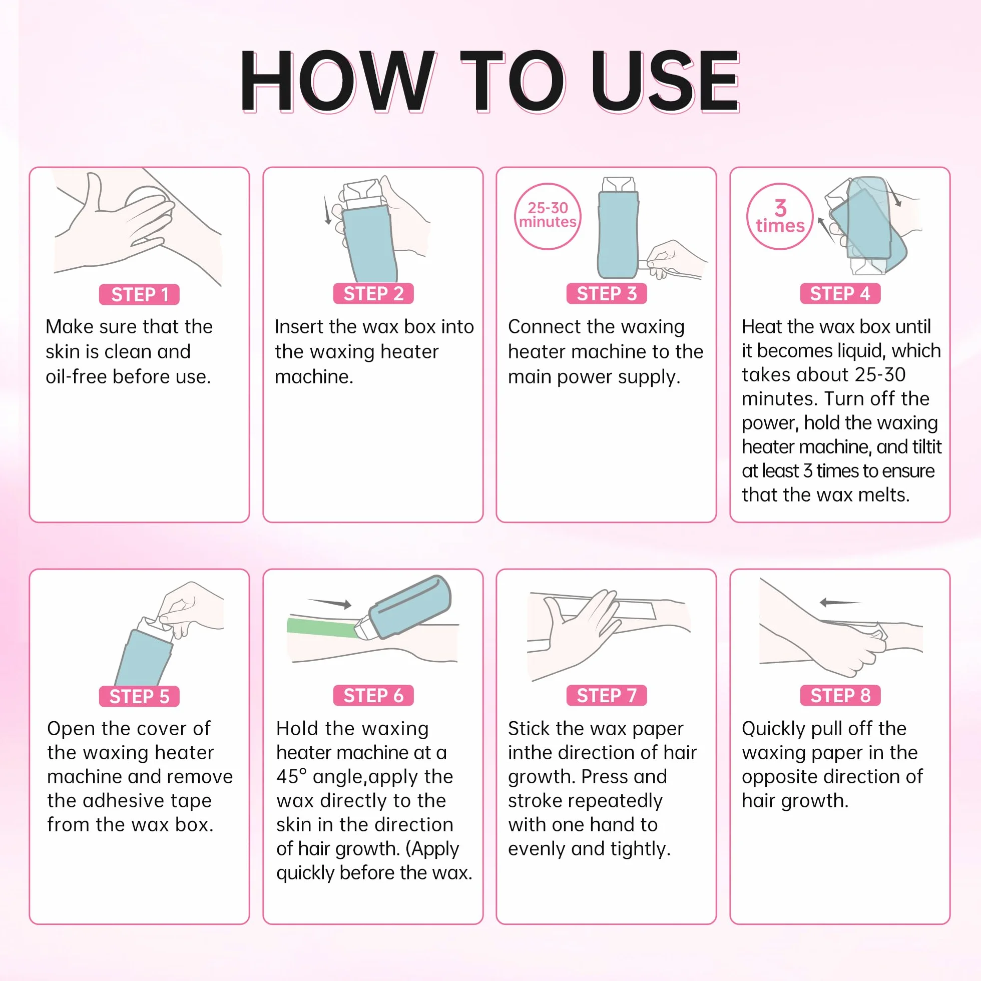 Beauty7 Elektryczny zestaw wkładów woskowych Roll-on Wax do depilacji 100 papierów