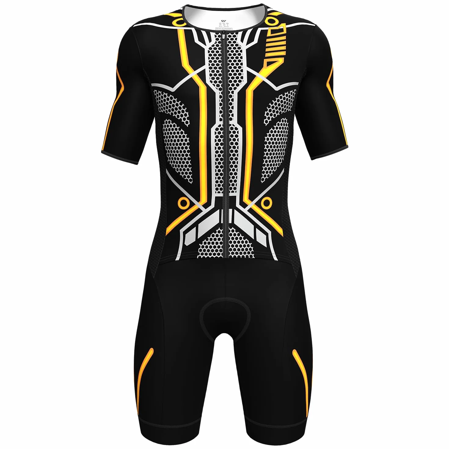 Lo.gas Męski strój triatlonowy Pro Trisuit z krótkim rękawem na wyścigi Ironman i triathlon – wysokiej jakości strój triatlonowy dla mężczyzn, pomarańczowy 2, XL