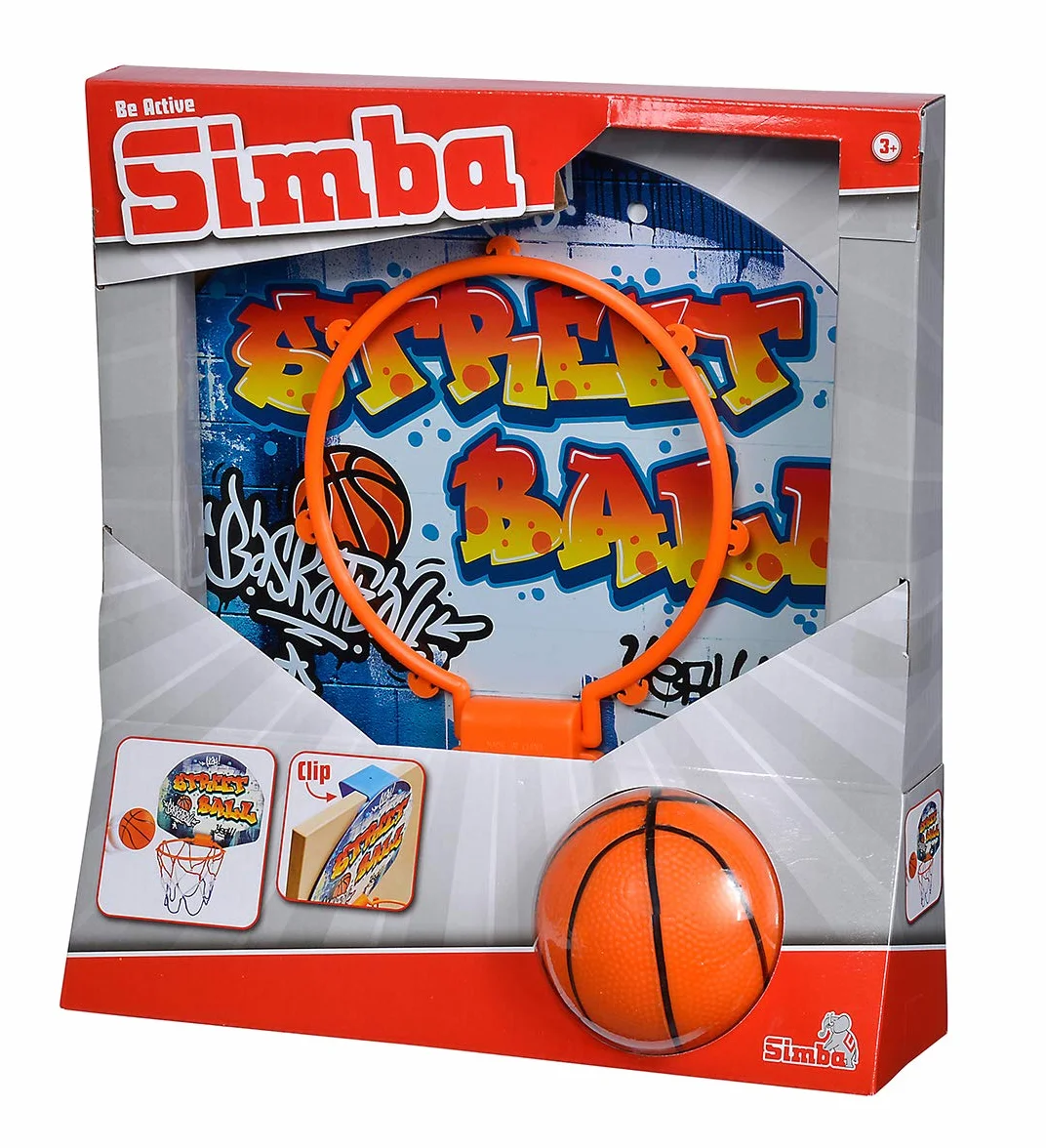 Simba 107406024 zestaw do koszykówki/z uchwytem na drzwi/deskę: 27,5 x 21 cm/kosz z siatką 15 cm/średnica kulki: 8,6 cm