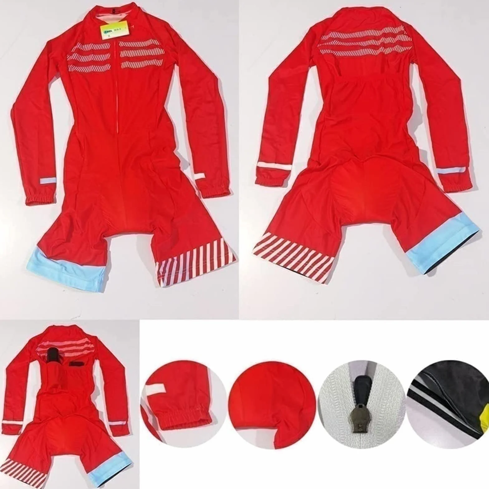 FFFF & OLFEH Triathlon damski strój rowerowy damski strój triathlonowy jednoczęściowy tri-garnitur, żelowy, wyściełany strój rowerowy, z kieszeniami, letnia odzież rowerowa