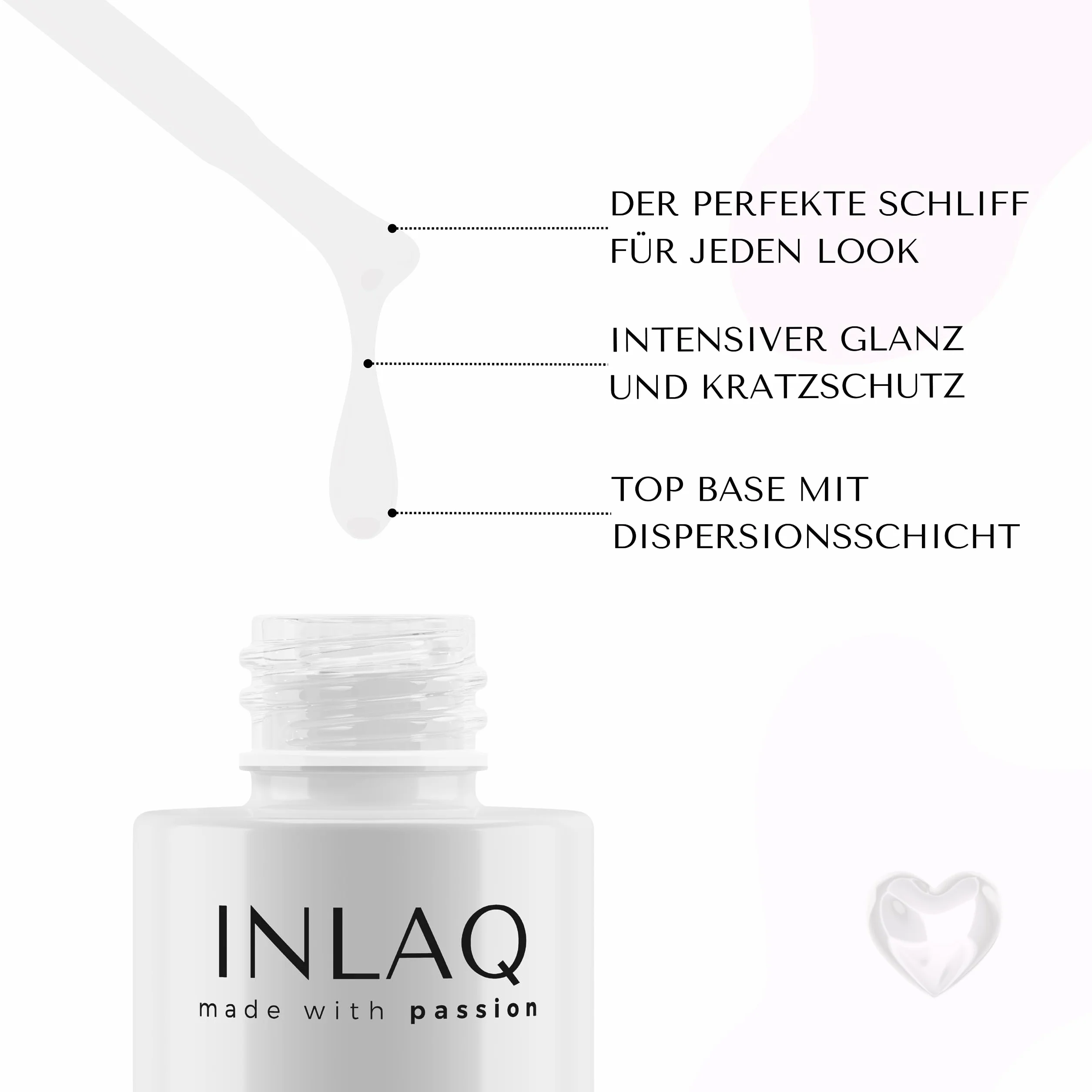 INLAQ® HEMA Free Top Milky White Coat 6 ml - Żelowy lakier UV Top Coat z mlecznym kolorem, 20% krycia Baby Boomer – Żelowy lakier nawierzchniowy Top Coat bez Hema i Di Hema…