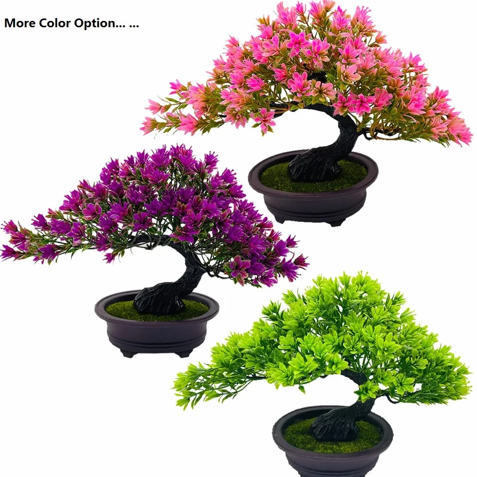 Sztuczne drzewo bonsai sztuczne rośliny japońskie dekoracyjne sztuczne rośliny, symulacja sosny roślina doniczkowa, mała doniczkowa realistyczna zielona roślina do wewnątrz/na zewnątrz
