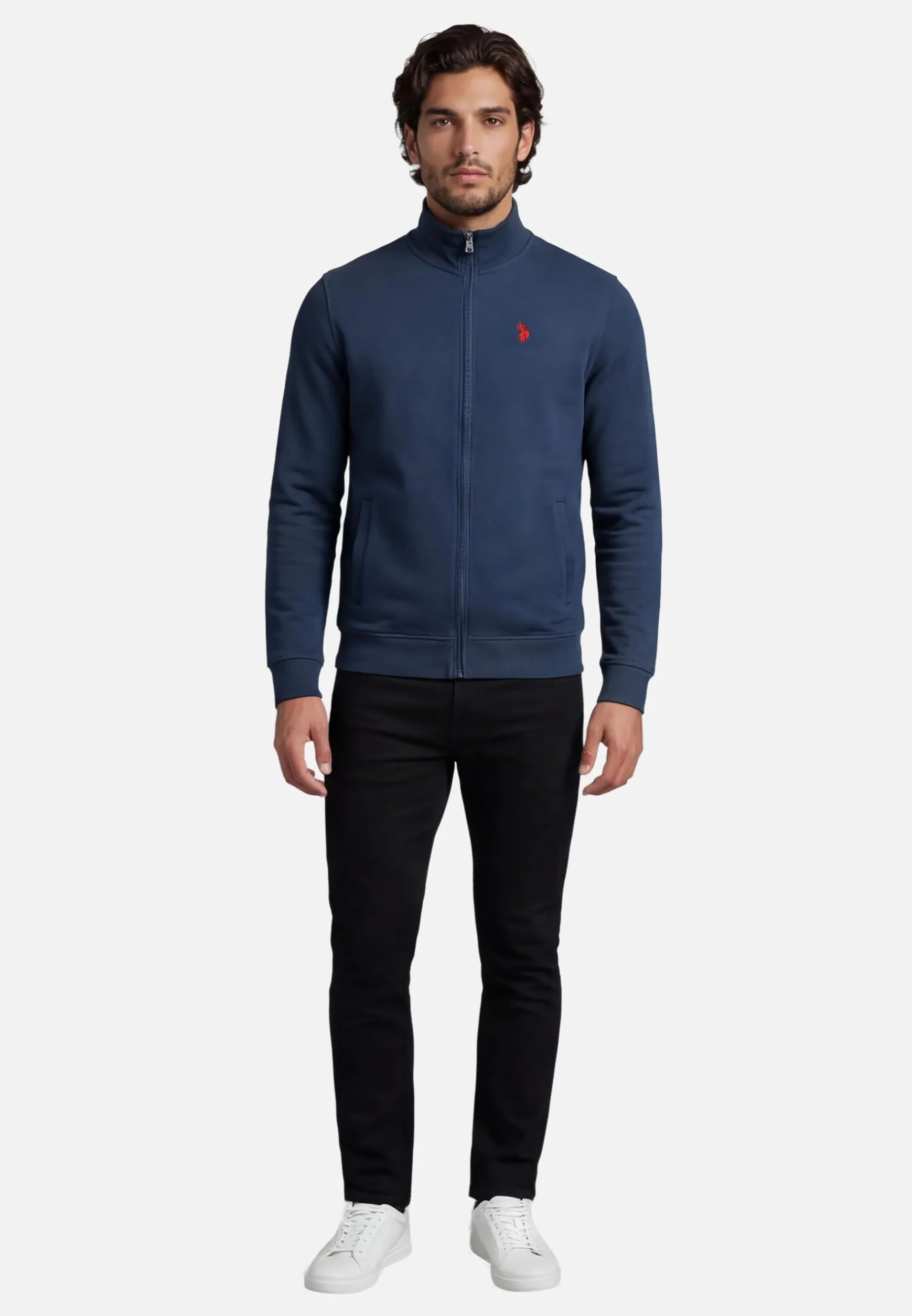 U.S. POLO ASSN. Męska bluza (S-XXL) z bawełny, ze stójką, z długim rękawem P020