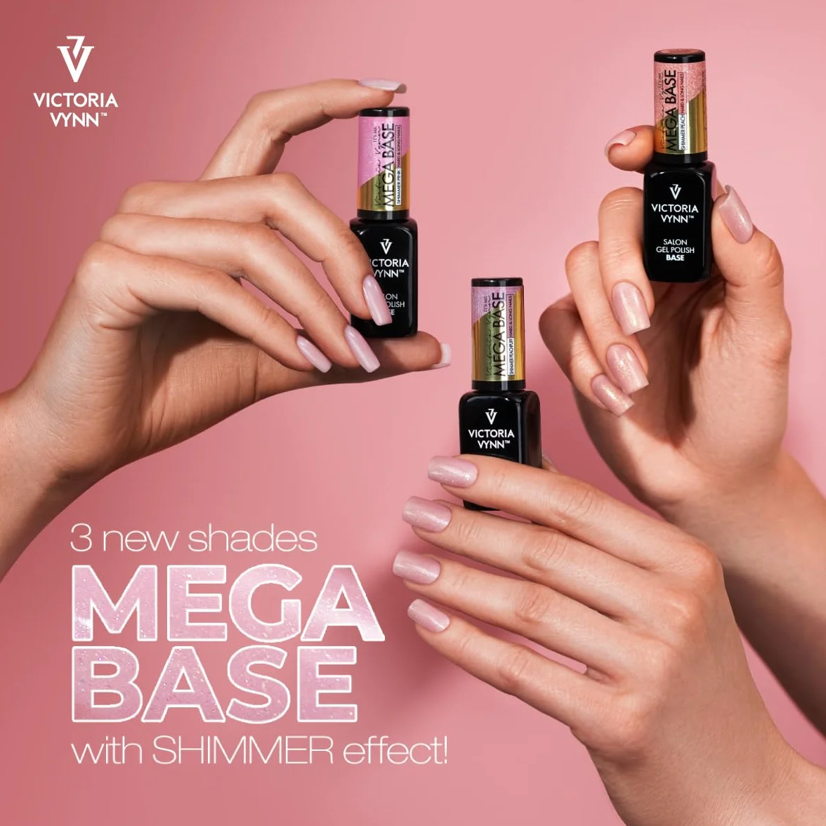 Victoria Vynn Mega Base twarde i długie paznokcie UV-LED Glitter Hybrid Gel lakier do paznokci (błyszczący różowy, 8 ml)