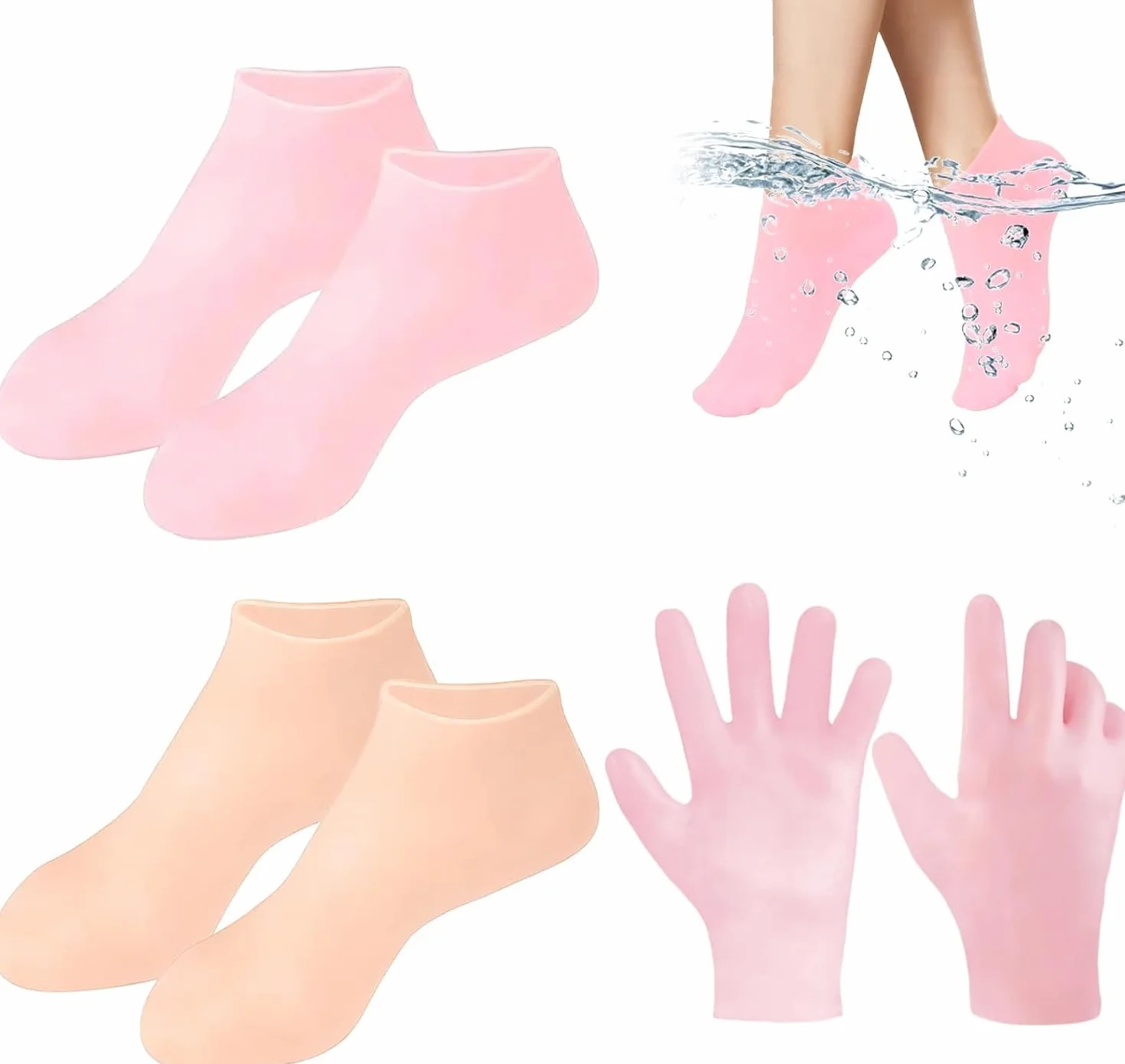 3 pary skarpet nawilżających, silikonowe skarpetki na stopy, silikonowe skarpetki do pedicure, popękane i suche żelowe skarpety, peeling do naprawy suchych stóp