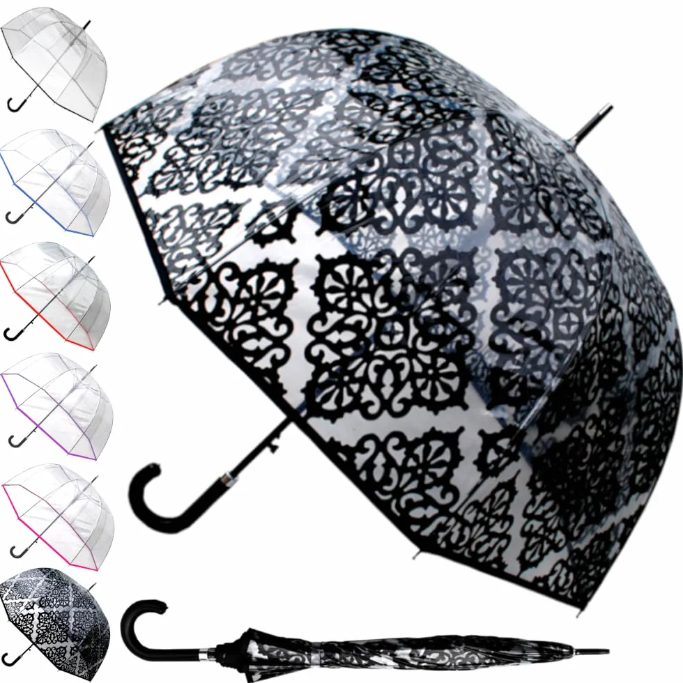 COLLAR AND CUFFS LONDON - Rzadki automatyczny przezroczysty parasol - wiatroszczelny - bardzo mocny - panoramiczny StormDefender - baldachim kopułowy - zaprojektowany do zwalczania uszkodzeń