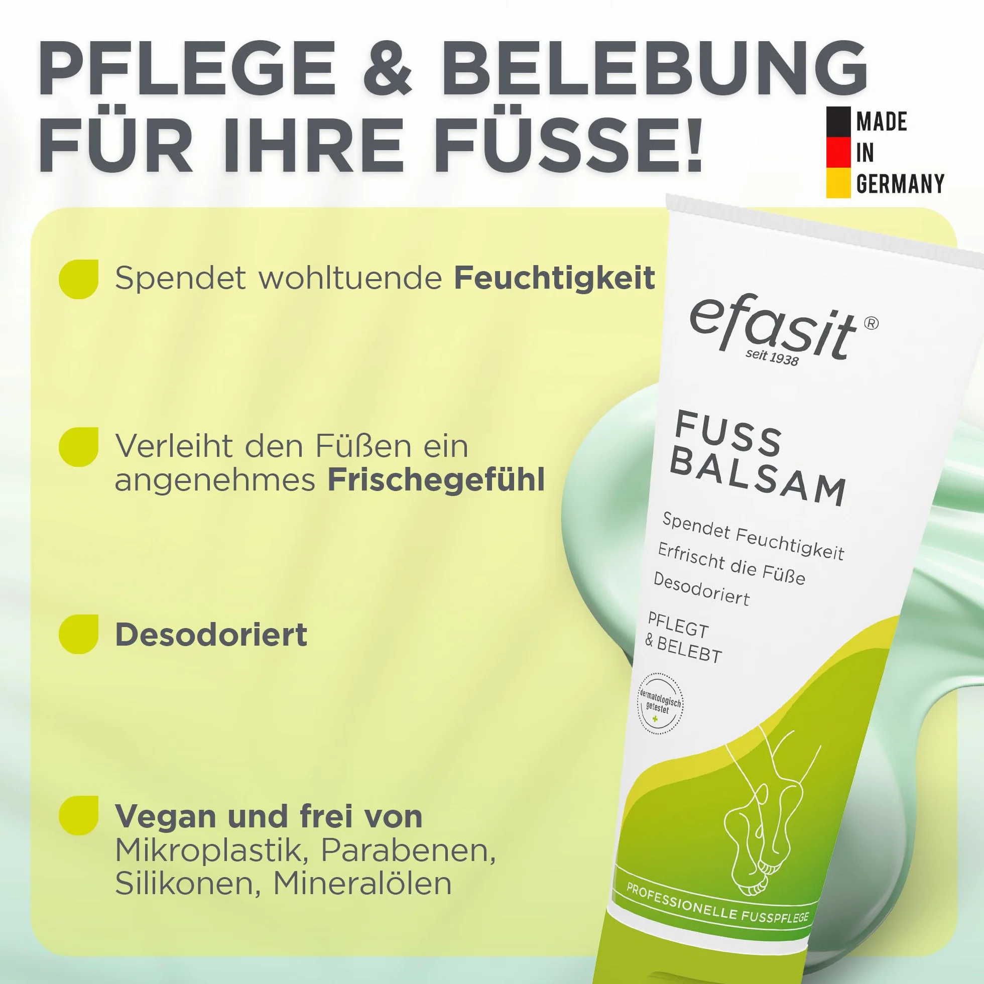 efasit Balsam do stóp – bogata pielęgnacja stóp w przypadku suchych stóp, krem do stóp z olejkiem jojoba i rozmarynu, żywokost i rumianek, krem do pielęgnacji stóp pielęgnuje i ożywia, 75 ml