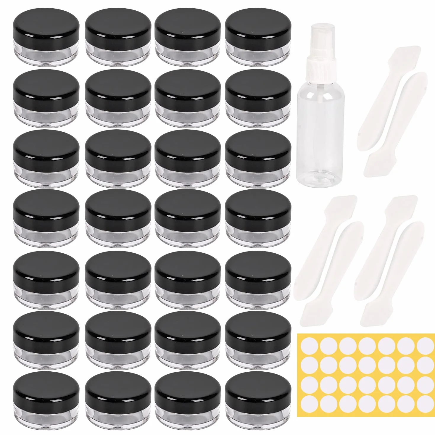 70 szt. 5 ml doniczki na próbki kosmetyków, mini doniczki z pokrywkami, pusty balsam do ust, kremowy garnek, podróżne słoiki kosmetyczne z pokrywkami, czarne okrągłe mini balsam do ust puste pojemniki