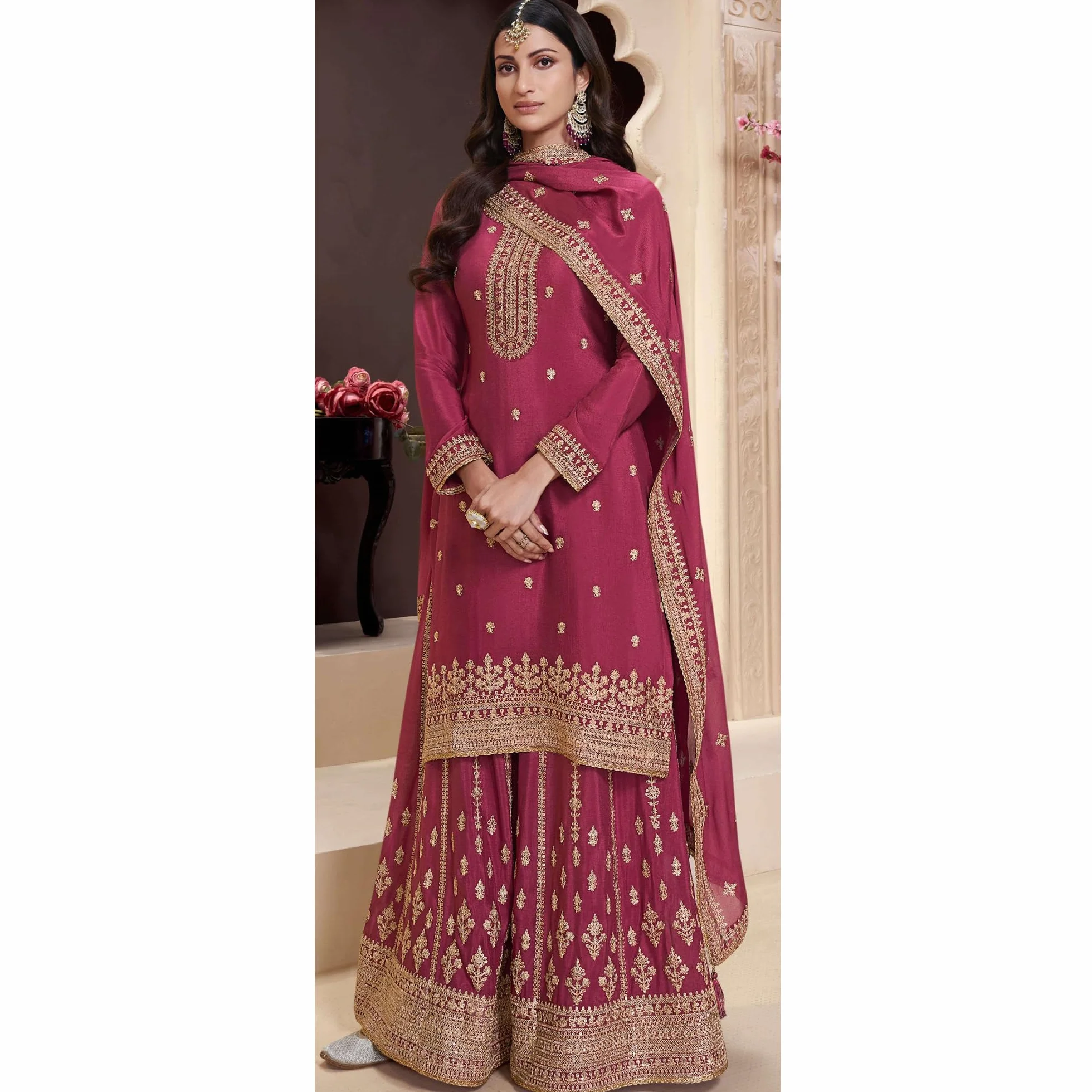 Specjalne przyjęcie weselne, designerskie garnitury Shalwar Kameez indyjskie pakistańskie gotowe do noszenia sukienki Palazzo, Wybór 7, 44