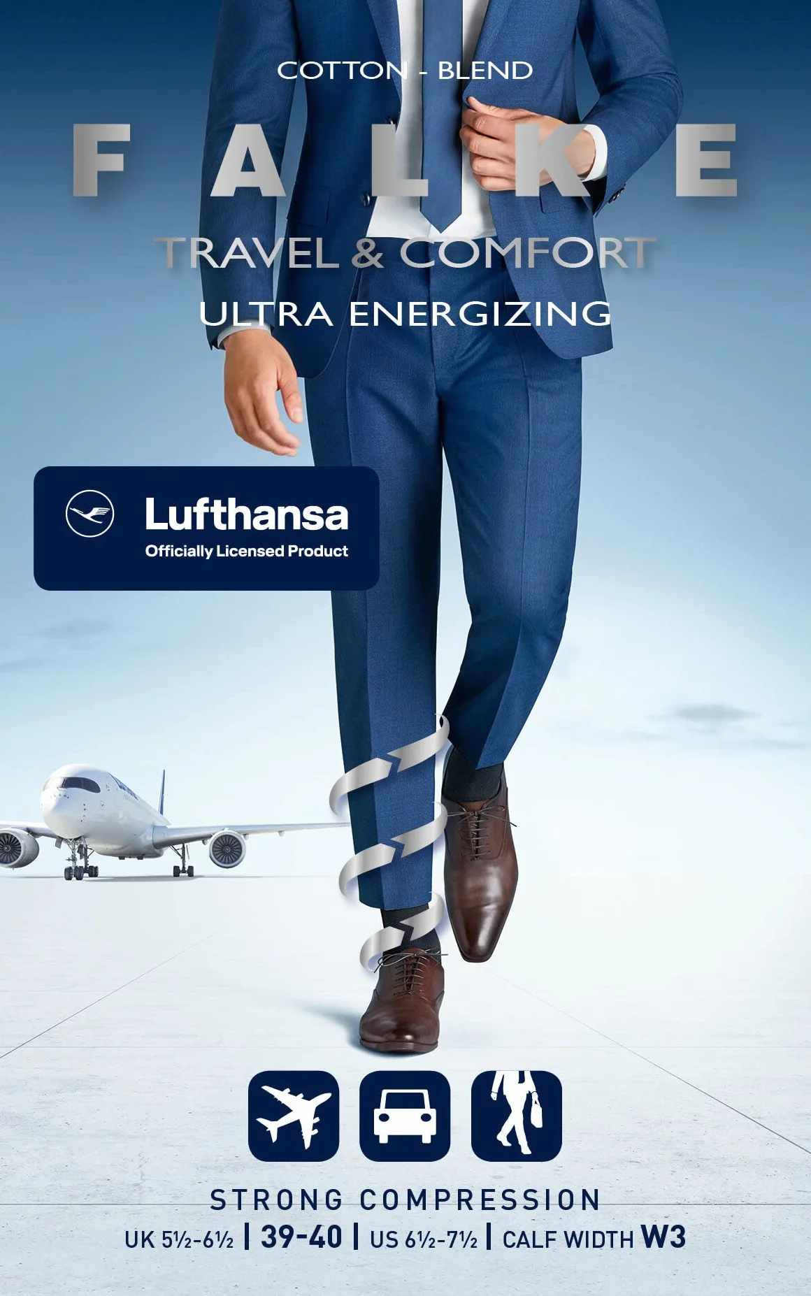 FALKE Mężczyźni Podkolanówki Ultra Energizing M Kh Bawełna kompresyjne 1 Para, Szary Pavement 3828 - Obwód łydki W4, 41-42 W4