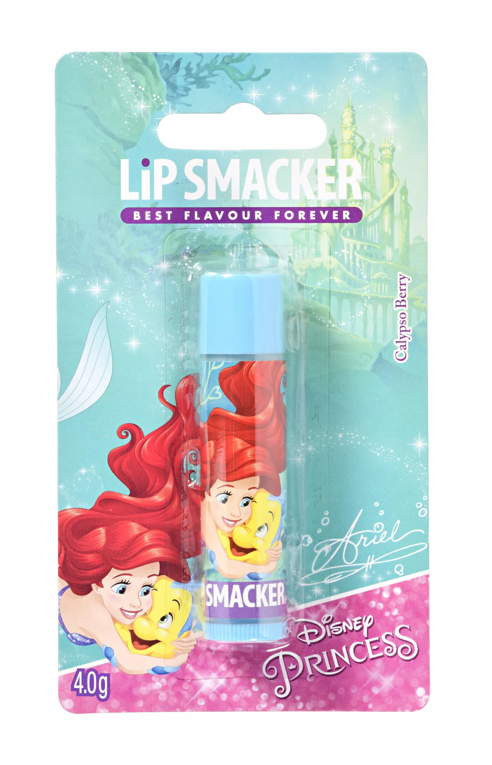 Lip Smacker Disney Princess Collection, Princess Ariel Jedno Balsam dla Dzieci, Bezpieczny w użyciu i Bezbarwny dla Naturalnego Wykończenia, Smak Jagodowy Calypso