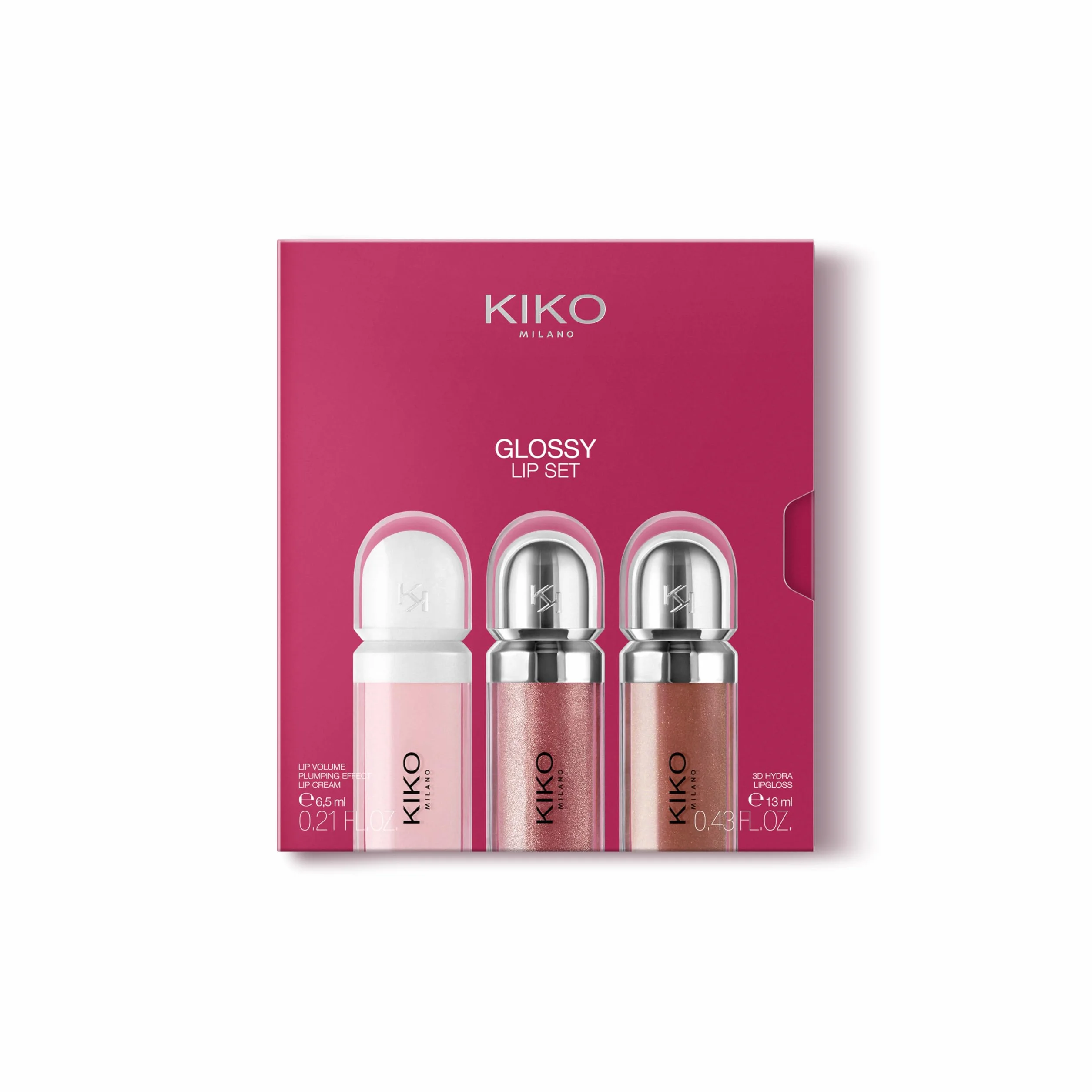 KIKO Milano Glossy Lip Set, Zestaw Do Makijażu: 2 Błyszczyki I 1 Krem Do Ust