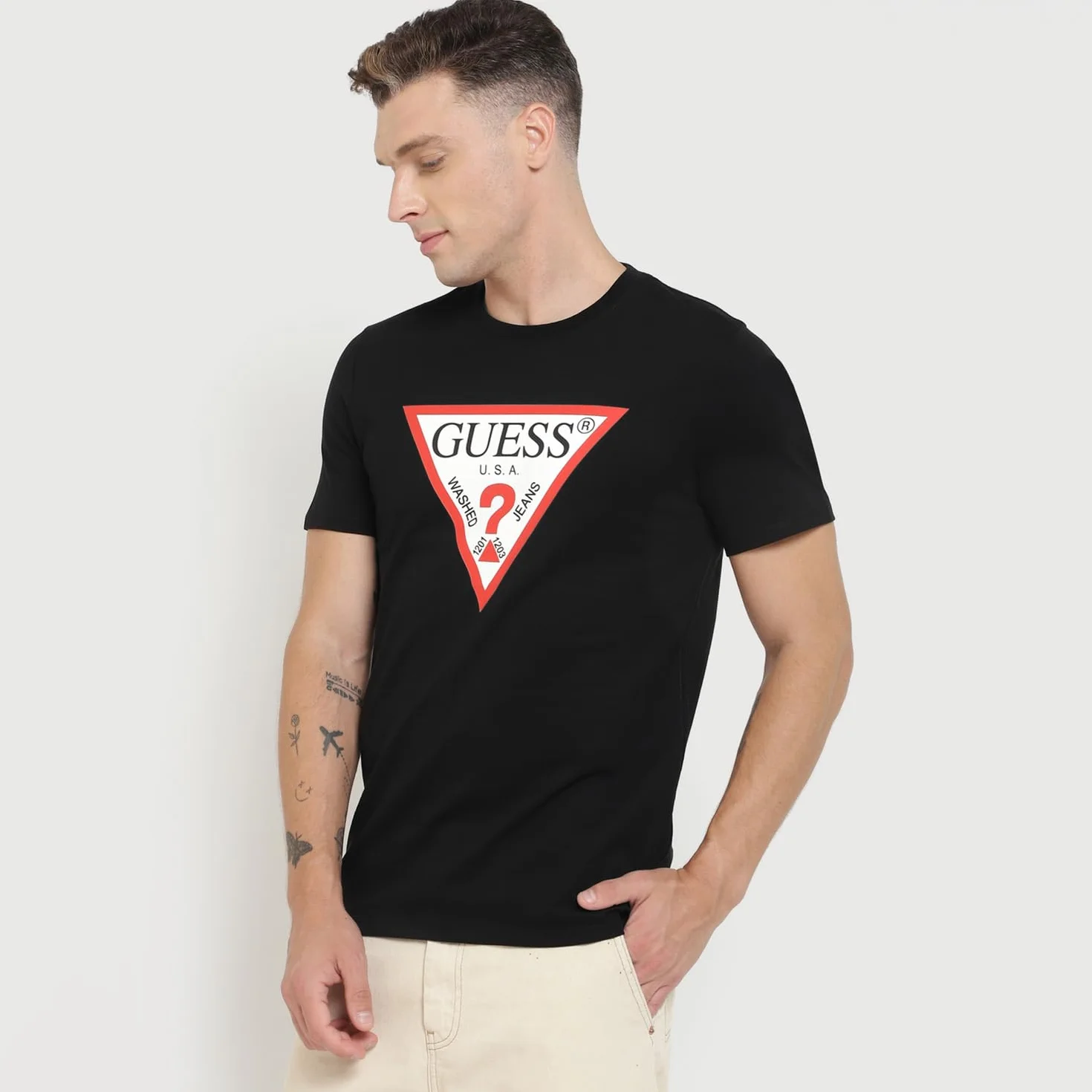 T-shirt uomo Guess logo triangolo grigio ES24GU23 M2YI71I3Z14