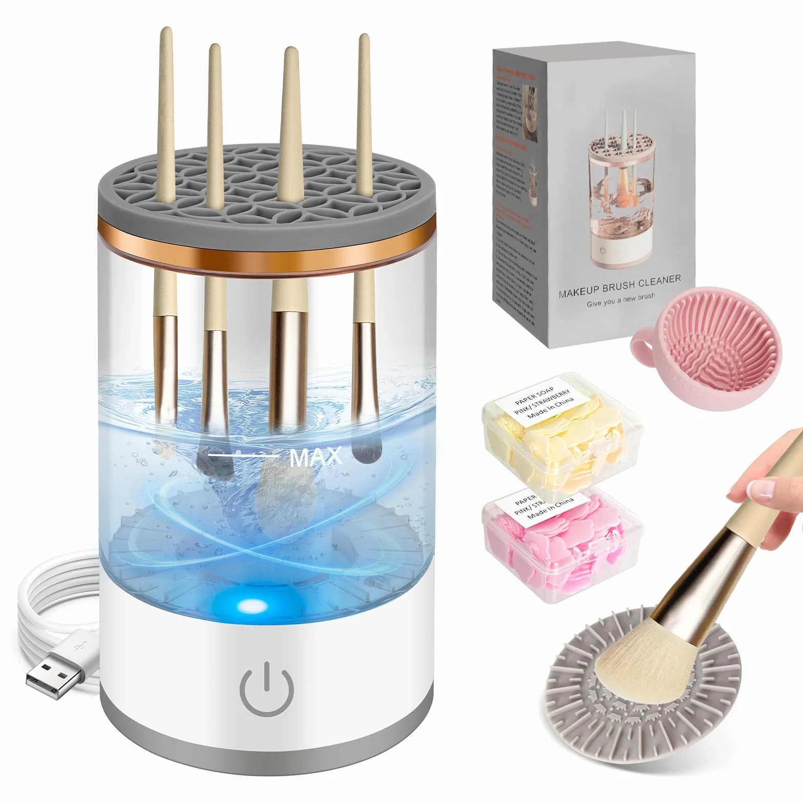 Elektryczny środek do czyszczenia pędzli do makijażu Make Up Brush Cleaner USB ładowalny stacja automatyczny
