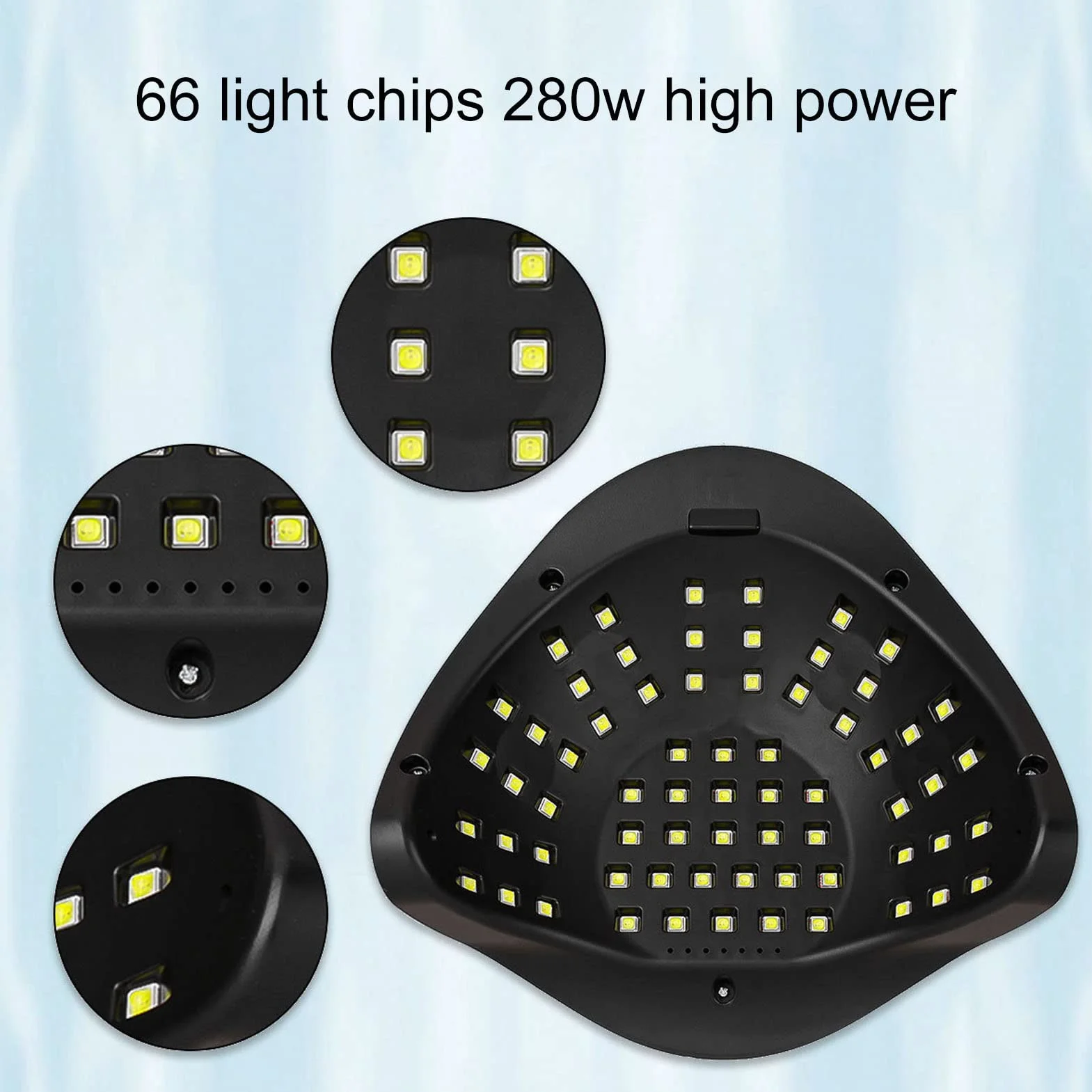 Lampa UV LED do paznokci, 280 W, lampa UV LED do paznokci żelowych, suszarka do paznokci, szybkoschnąca, z 4 timerami i 66 diodami LED, do paznokci u rąk i stóp, lakier żelowy