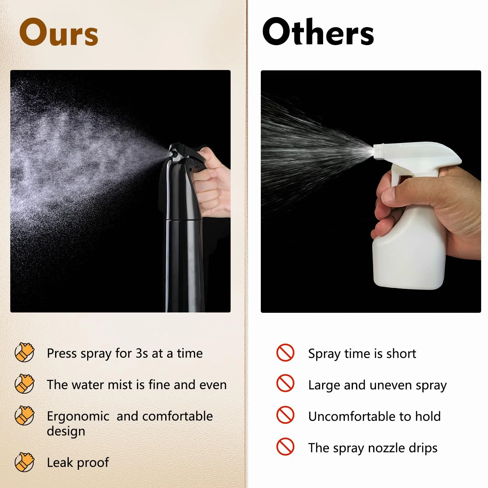Romon Spray do włosów, 300 ml rozpylacz wody, butelki z rozpylaczem butelka z rozpylaczem, ultra drobny ciągły rozpylacz ciśnieniowy fryzjerski, akcesoria fryzjerskie, butelka z rozpylaczem do roślin,