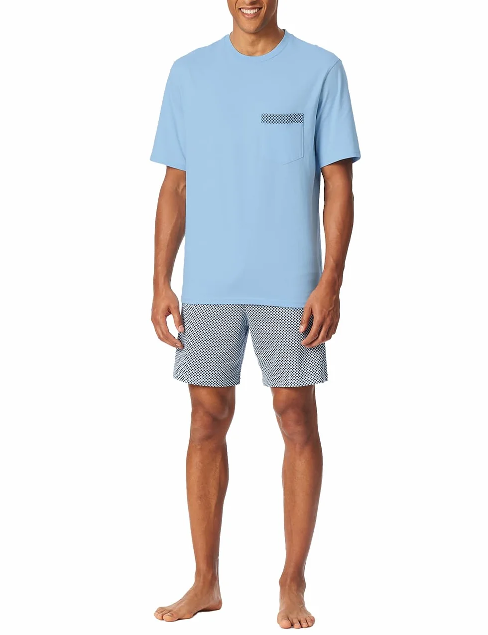Schiesser Pidżama — zestaw Mężczyźni Schiesser Herren Schlafanzug Kurz Rundhals - Comfort Nightwear
