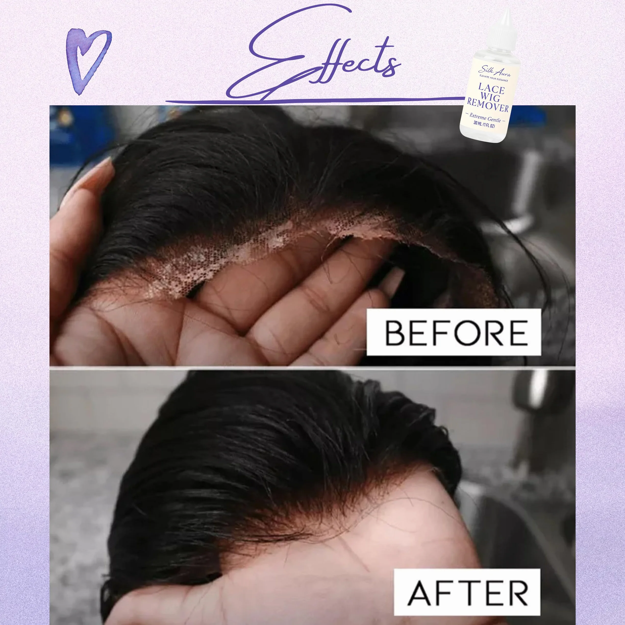 Silk Aura Szybko działający środek do usuwania kleju, do peruki i treski z koronki, delikatny dla skóry, nie tłusty, łatwy do spłukania, 30 ml