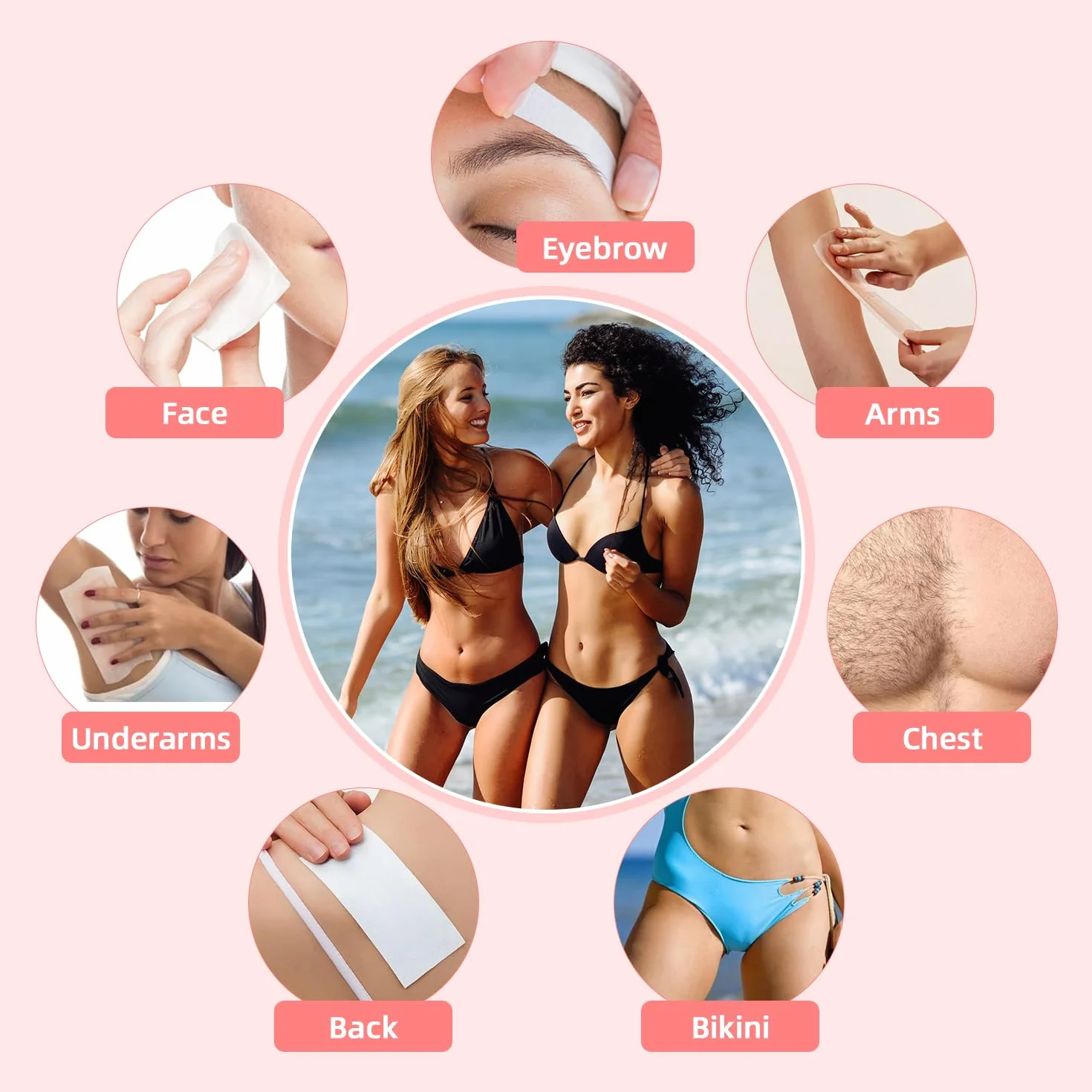 Paski do depilacji 600 sztuk pasków do woskowania z włókniny do gorącego wosku i masy cukrowej, do nóg, ramion, pach i okolic bikini
