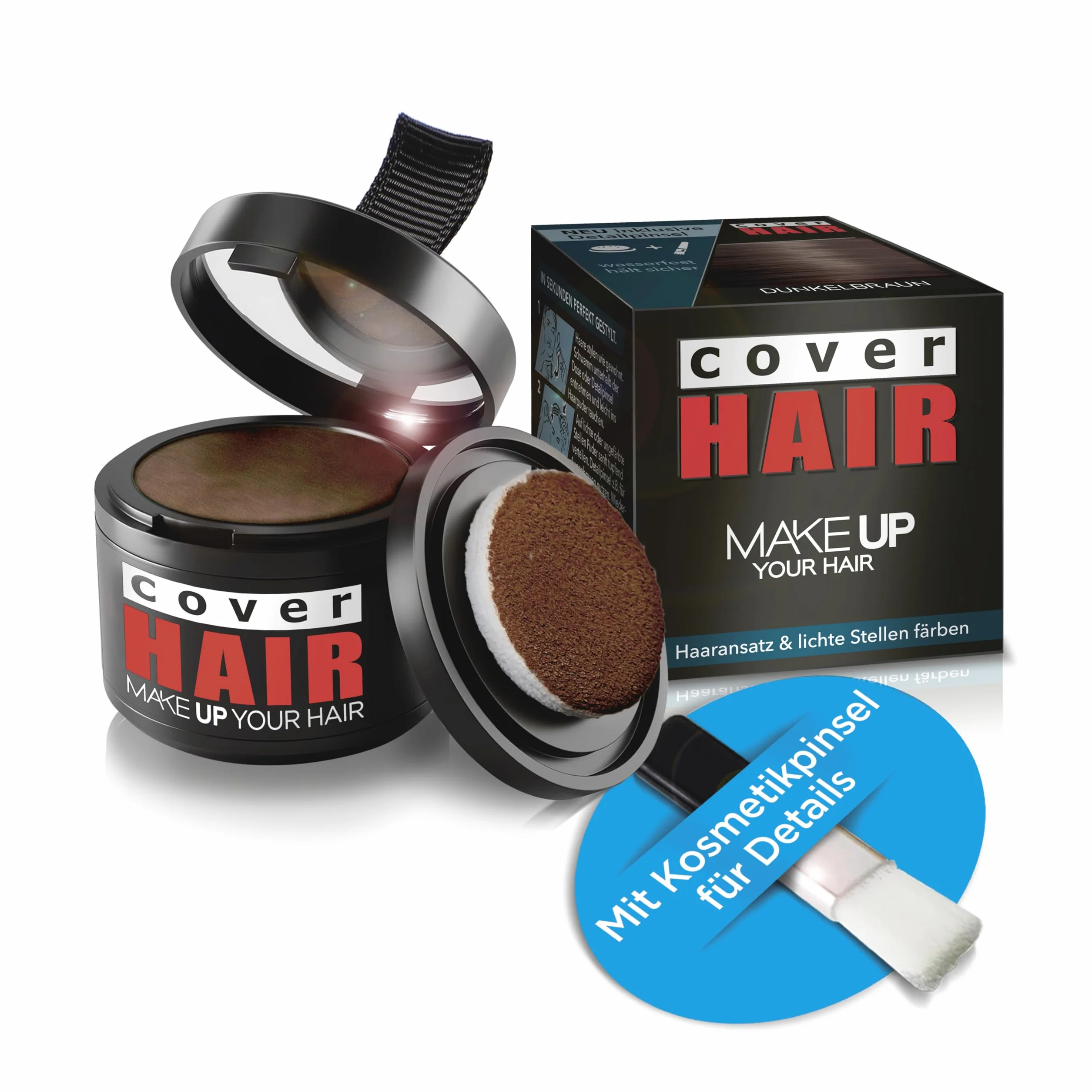 Hair Powder Puder do włosów ciemnobrązowy 4g – szybkie krycie nasady, zagęszczanie, zakrywanie siwych włosów, wodoodporny