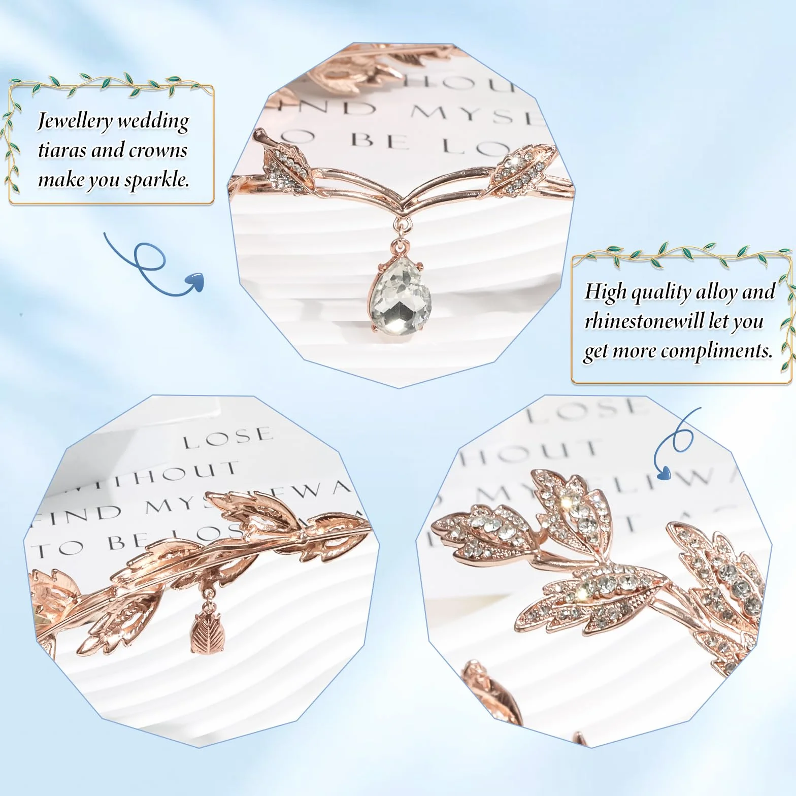 Elegancka tiara dla kobiet, tiary ślubne dla panny młodej z liśćmi i wiszącymi kryształkami, korona księżniczki, tiara ślubna na głowę dla panny młodej, dwóch panien honorowych, dziewczynek, 17