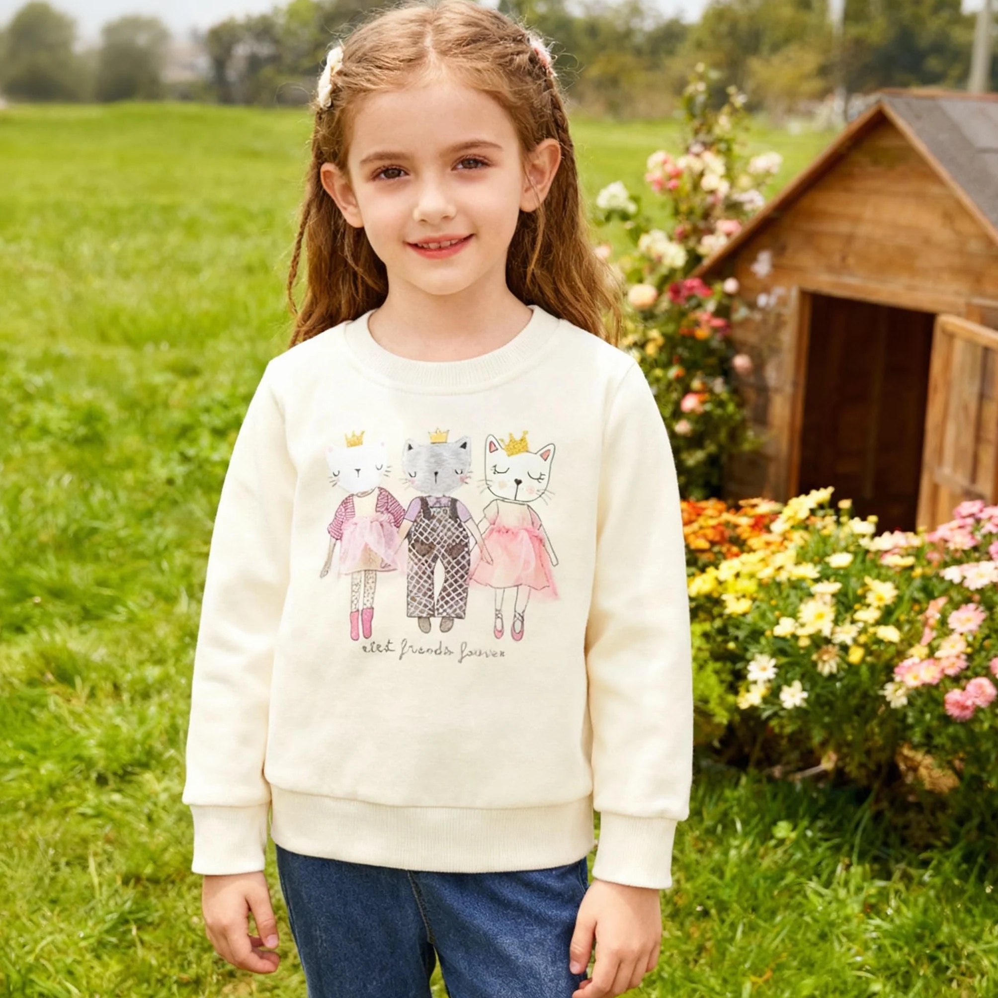 Bluza z jednorożcem dla dziewczynek z bawełny dla dziewczynek z długim rękawem dla dziewczynek jesień zima bluza bez kaptura bluza dziewczęca 2-7 lat