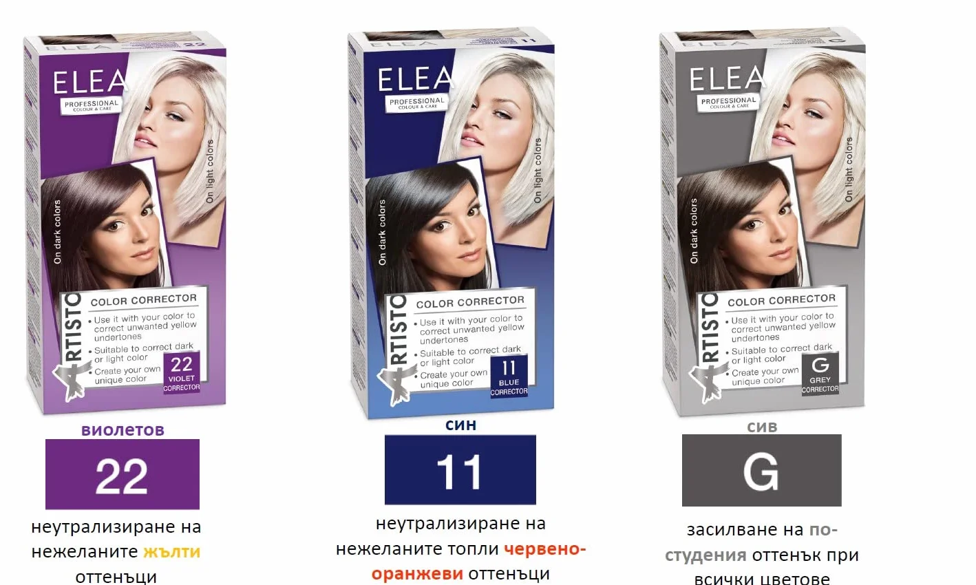 Artisto Color Corrector – nr 11 niebieski | 120 ml | Użyj go z farbą, aby poprawić niepożądane żółte odcienie